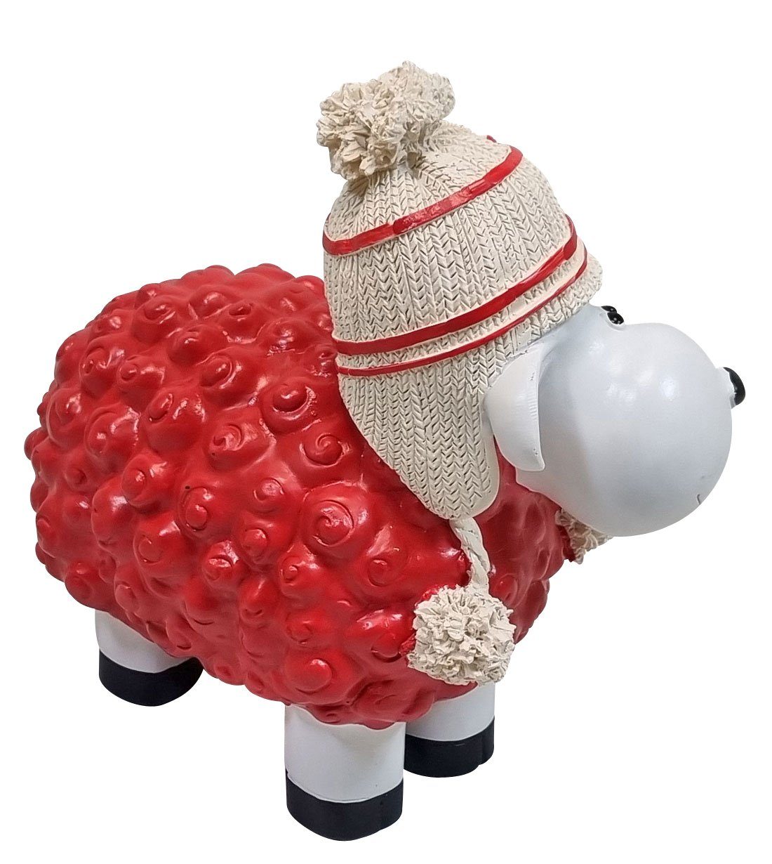 Fachhandel Plus Dekofigur rot Bommel-Mütze wählbar Bunte Deko-Schafe klein Farbe