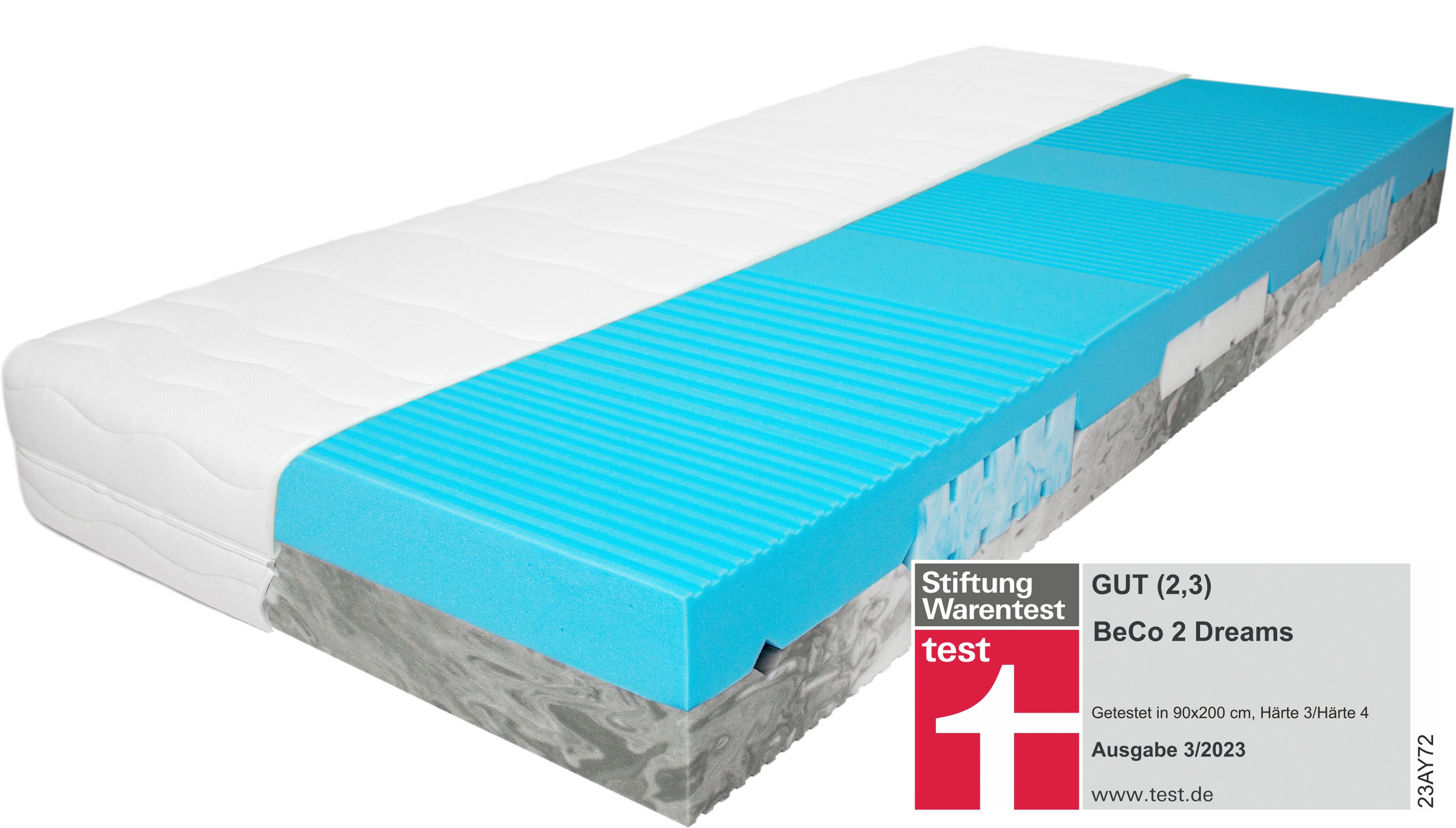 Komfortschaummatratze 2 Dreams von Stiftung Warentest mit "GUT" (2,3)  bewertet., Beco, 21 cm hoch, komfortable Matratze in 90x200 cm und weiteren  Größen erhältlich