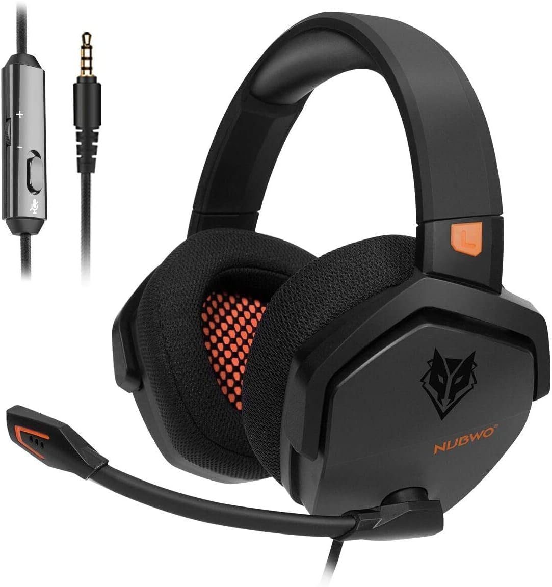 Stereo-Kopfhörer Kabelsteuerung) mit Gaming-Headset Geräuschunterdrückung Cancelling-Mikrofon, NUBWO PS4 One (Unidirektionales Noise Xbox