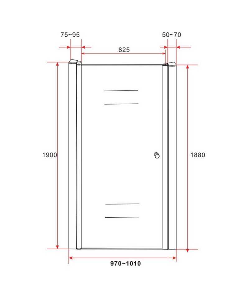 Thumbnail - Aloni Dusch-Schiebetür CR043-100, 97x190 cm, (1-St) ESG-Sicherheitsglas mit Nano-Beschichtung