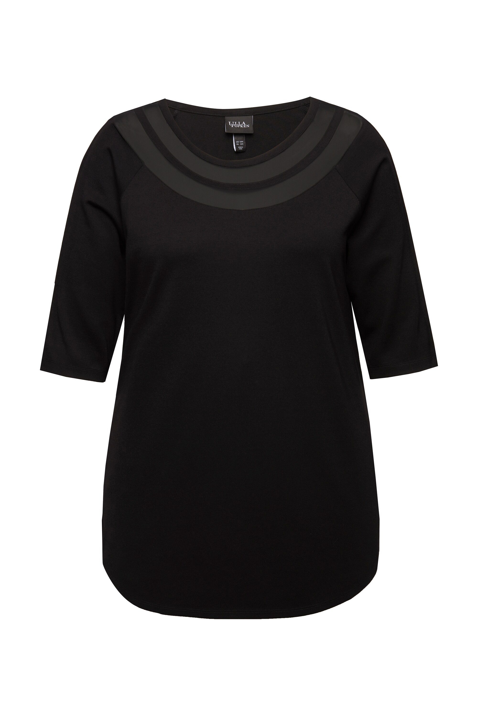 Ulla Popken T-Shirt Shirt Mesheinsatz Classic Rundhals 3/4-Arm günstig online kaufen
