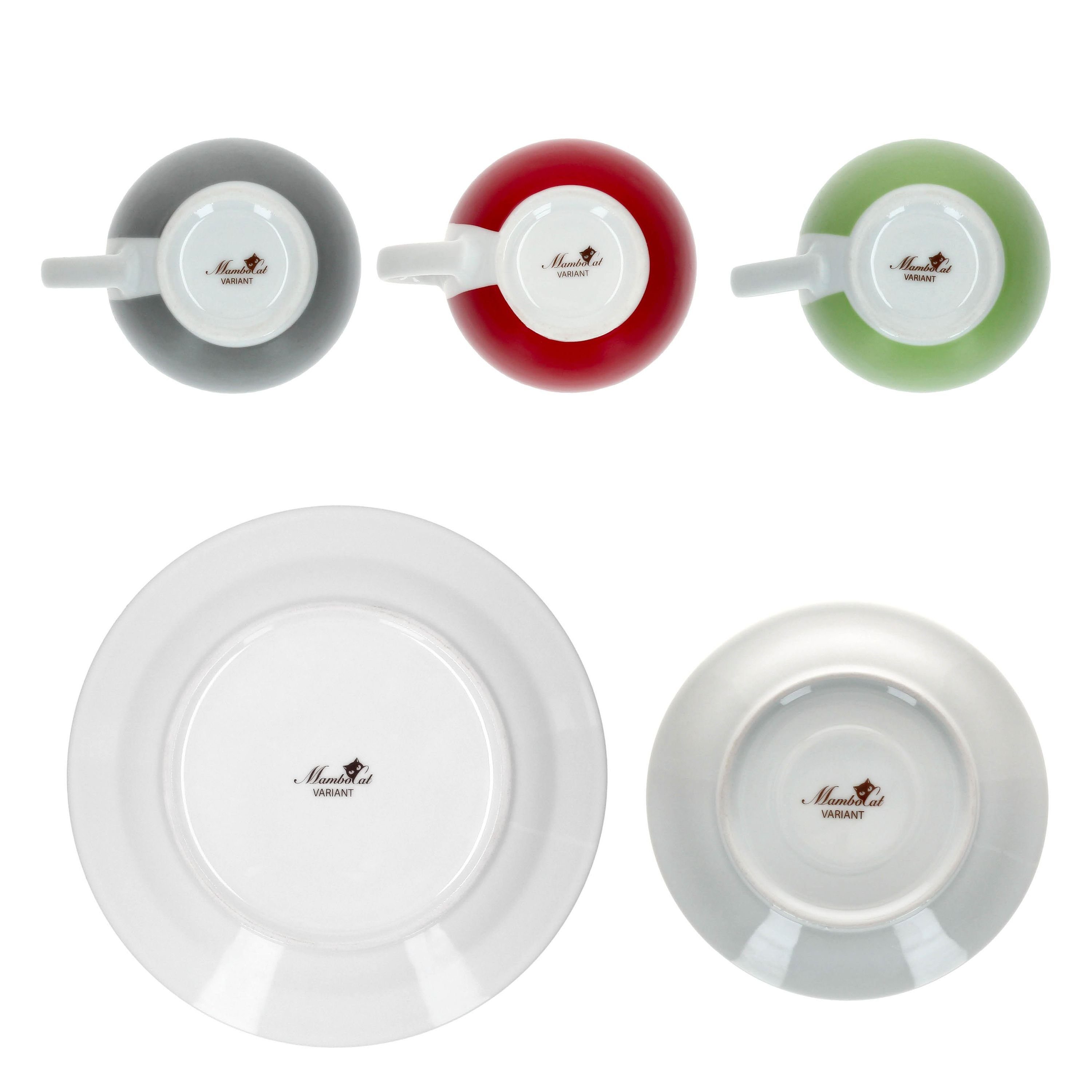 MamboCat Kaffeeservice 18tlg Kaffeeservice Variant Trio Porzellan Tassen Untertassen Teller, Porzellan