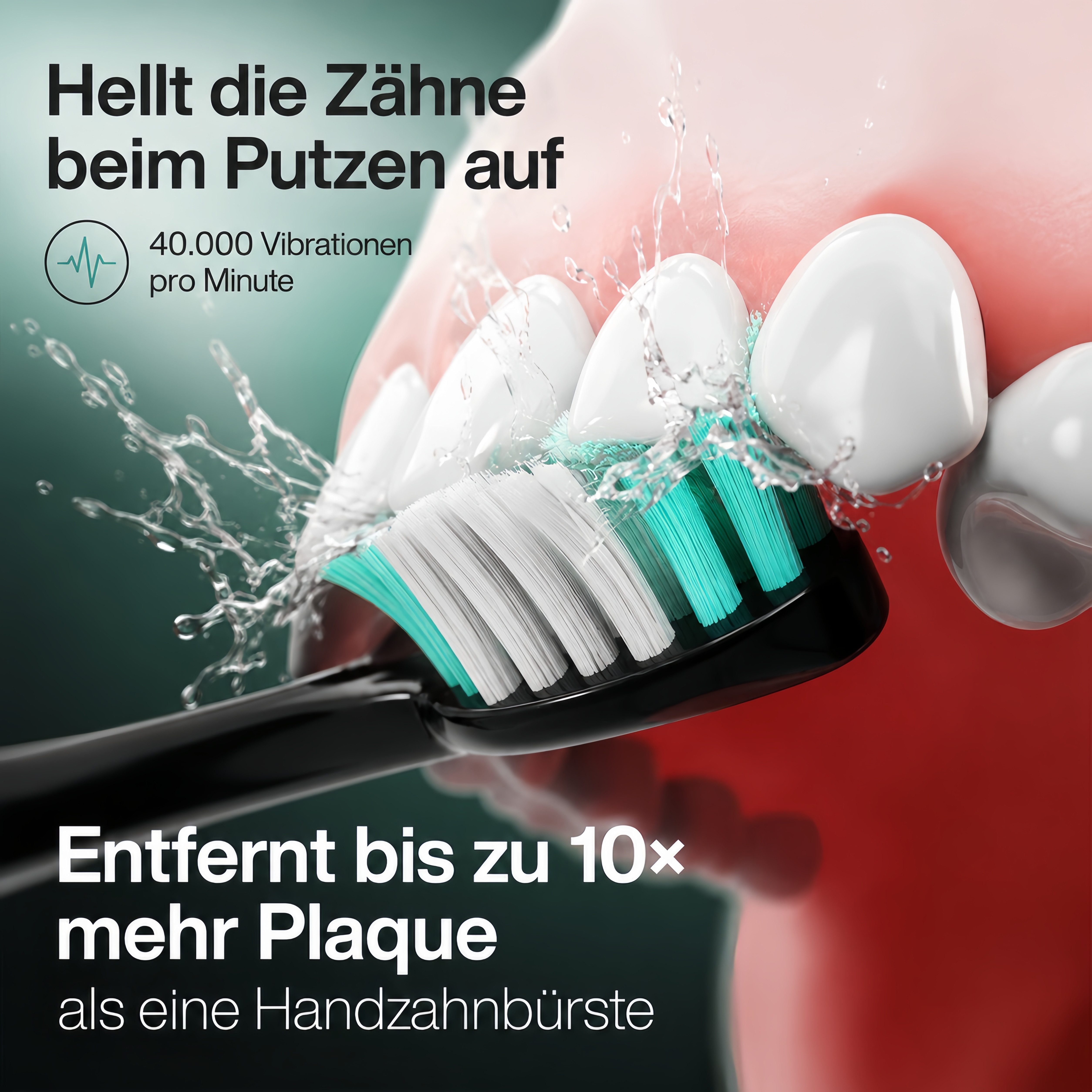 Forrlite Elektrische Zahnbürste Schallzahnbürste für Zahnpflege, mit 5 modi, Aufsteckbürsten: 8 St., 40000VPM UIltraschall, Putzdauer-Erinnerung, IP67 Wasserdicht, für Erwachsene und Kinder