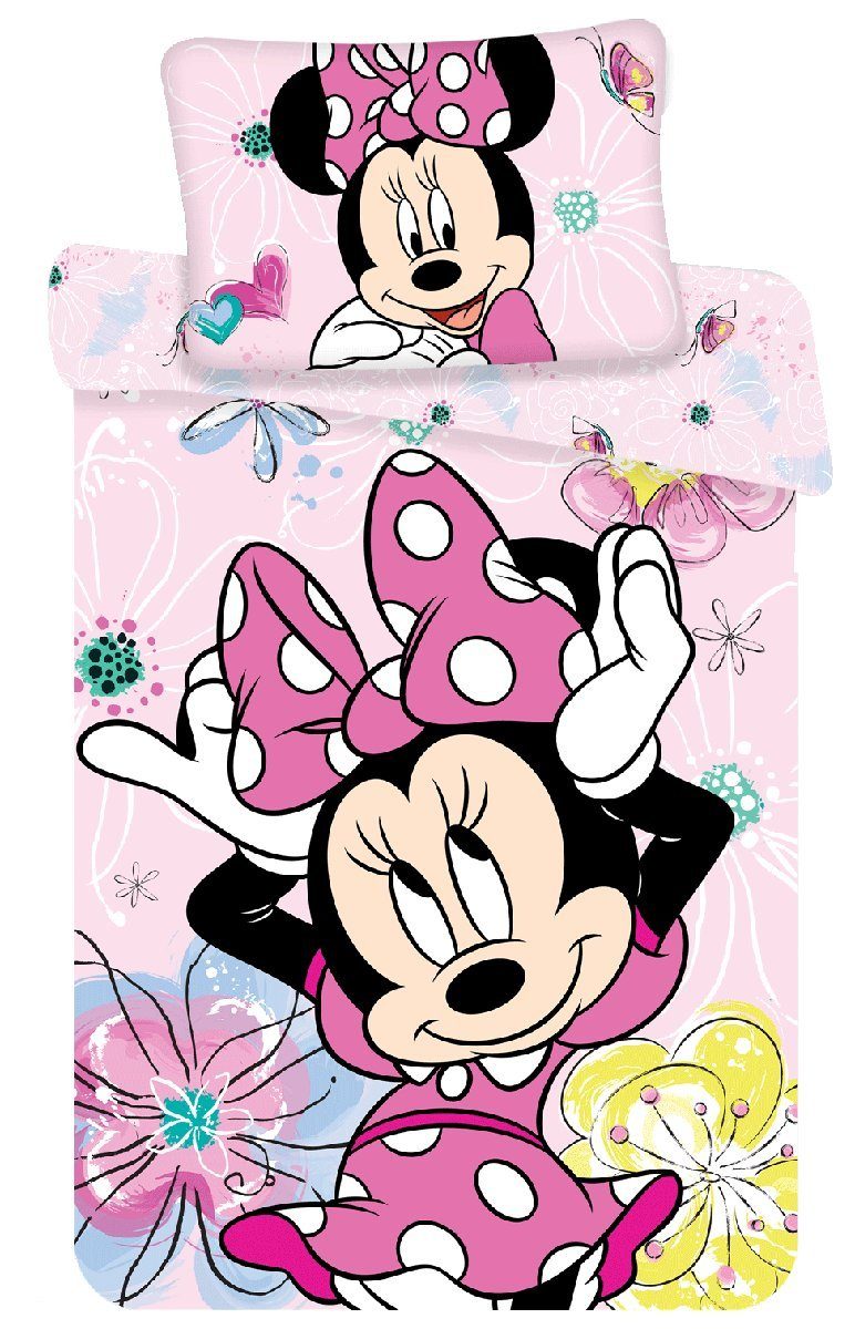 Kinderbettwäsche Disney Bettwäsche Set Minnie Butterfly Baby, Disney, Renforcé, 2 teilig, 100% Baumwolle