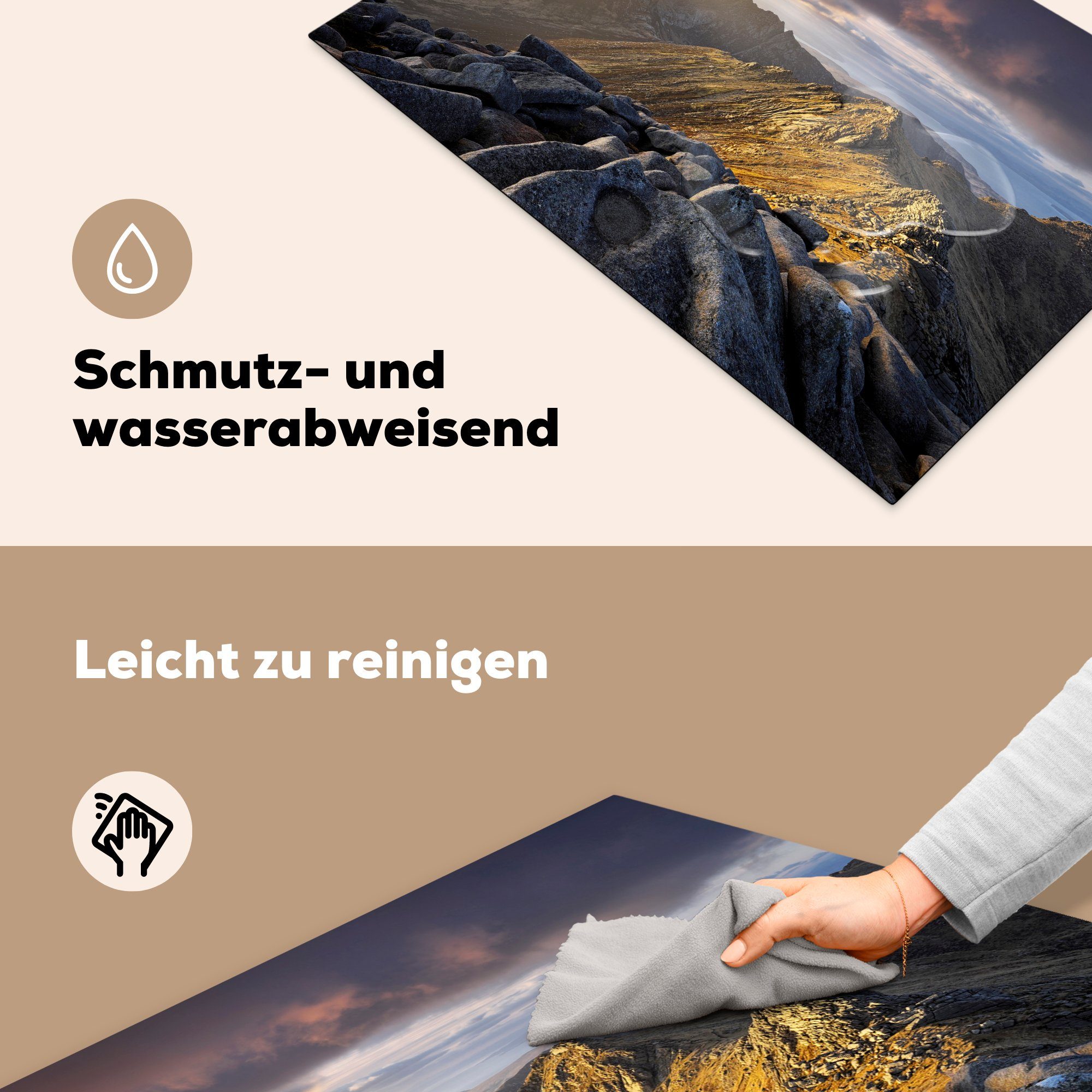 über Blick Vinyl, Schutz Herdblende-/Abdeckplatte 81x52 küche, (1 Ceranfeldabdeckung MuchoWow cm, tlg), die Arran, Induktionskochfeld für