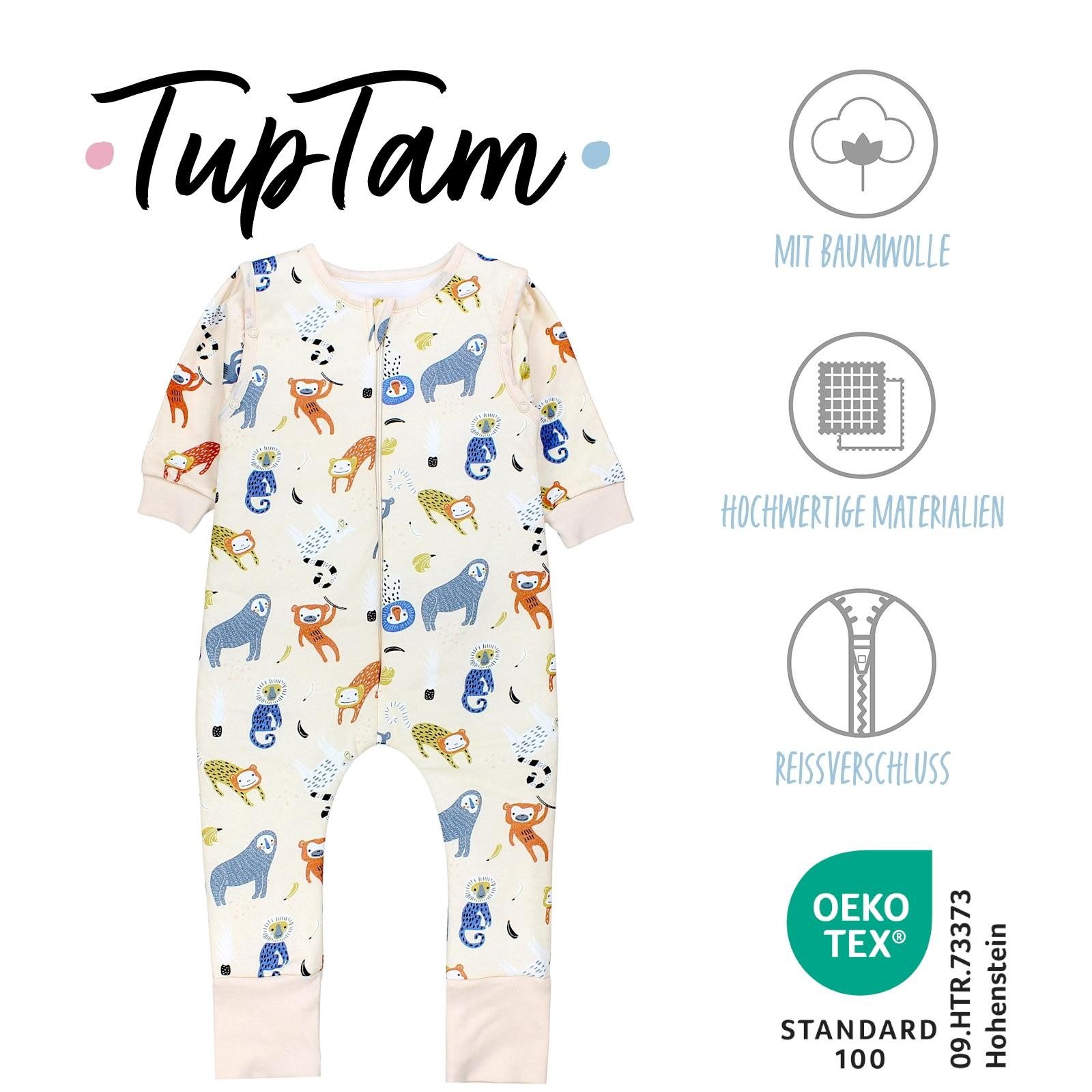 TupTam Babyschlafsack 2.5 TOG Schlafsack BIO-Baumwolle mit Beinen und Ärmeln Herbst Winter