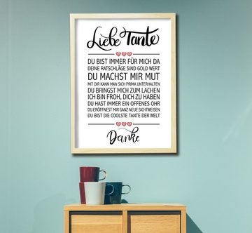 Close Up Kunstdruck Liebe Tante gerahmter Kunstdruck kieferfarben