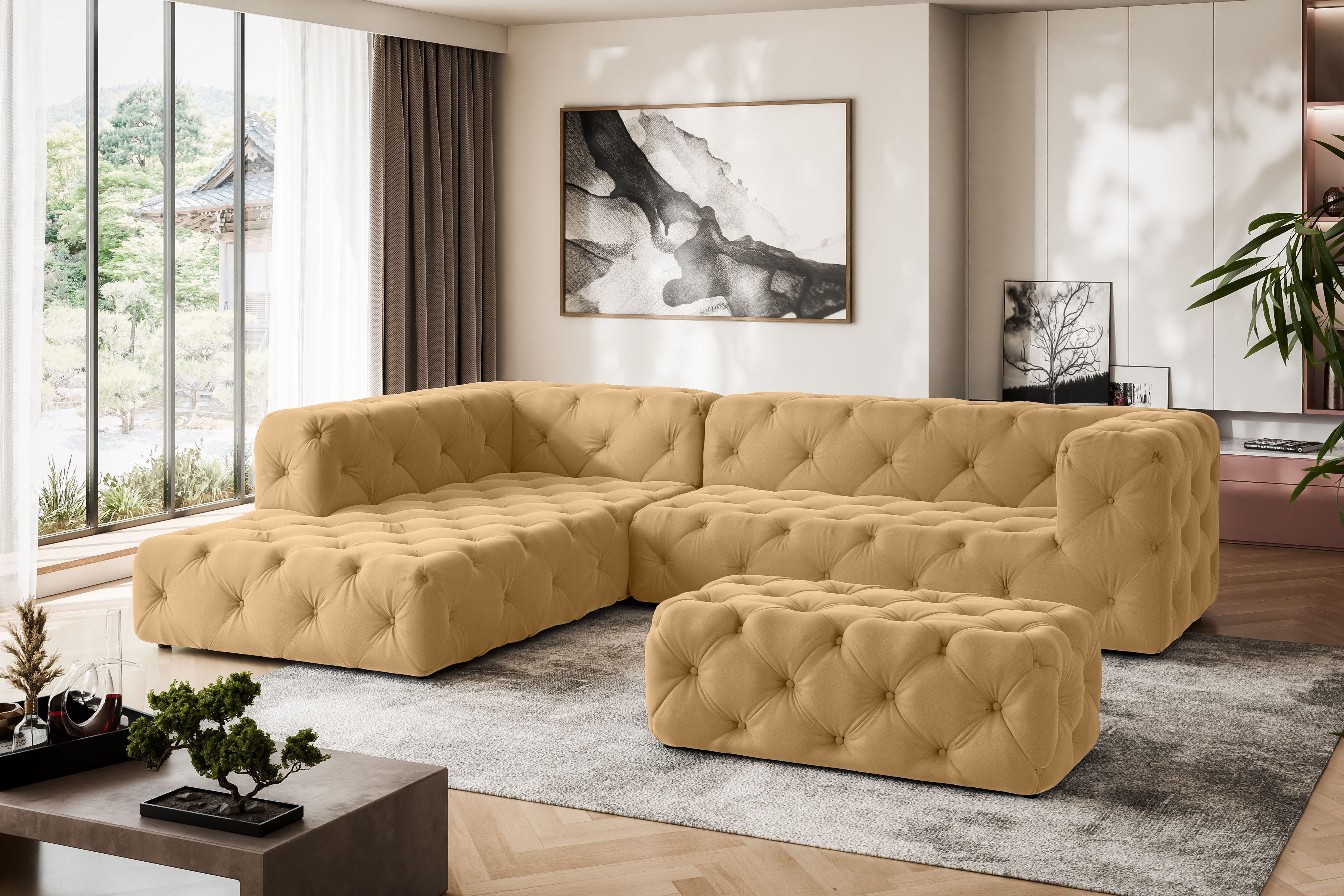 Home affaire Polsterhocker FOLLINA, Polsterhocker mit klassischer Chesterfield-Knopfheftung