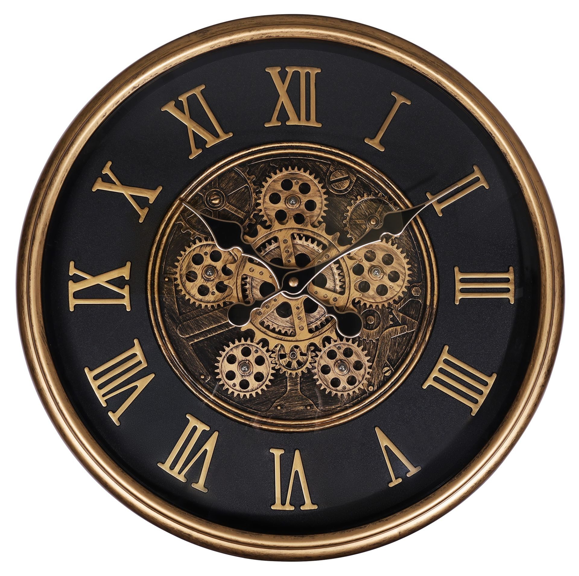 Hermann Jäckle Wanduhr Skelett 3116B 41 cm Industrial roségold schwarz sichtbare Zahnräder