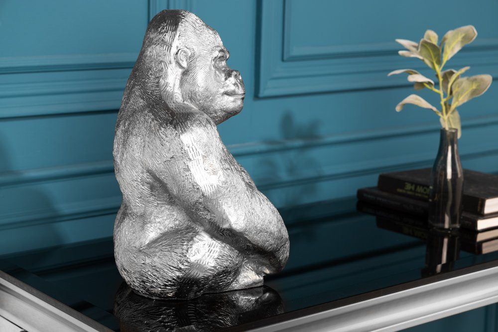 1 handmade Metall (Einzelartikel, KONG Dekofigur silber Gorilla-Figur · Wohnzimmer · St), · · Design riess-ambiente Accessoire · 40cm