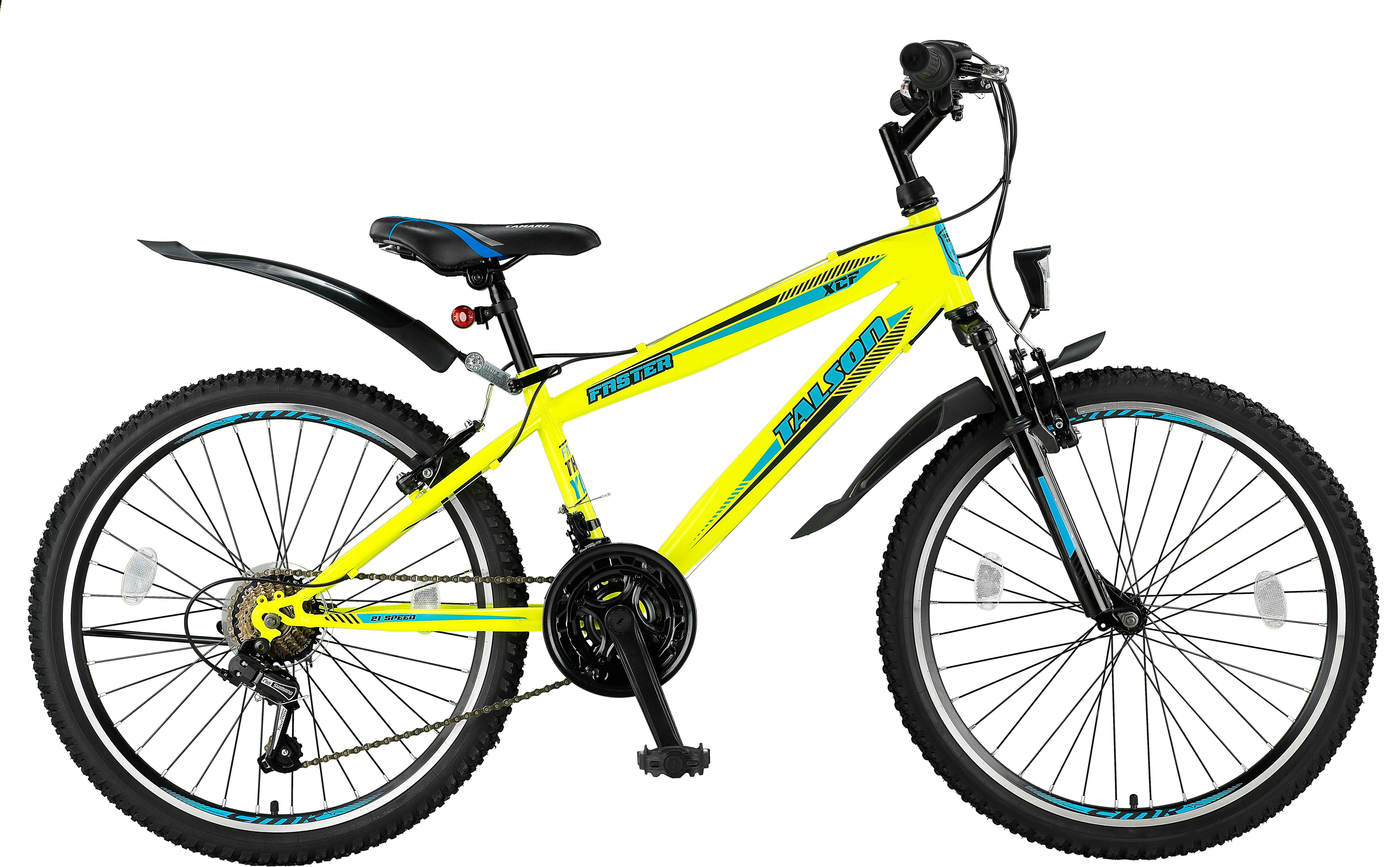Talson Mountainbike 24 Zoll Fahrrad mit, 21 Gang Shimano, Kettenschaltung, mit Beleuchtung nach StVZO und Gabelfederung Gelb
