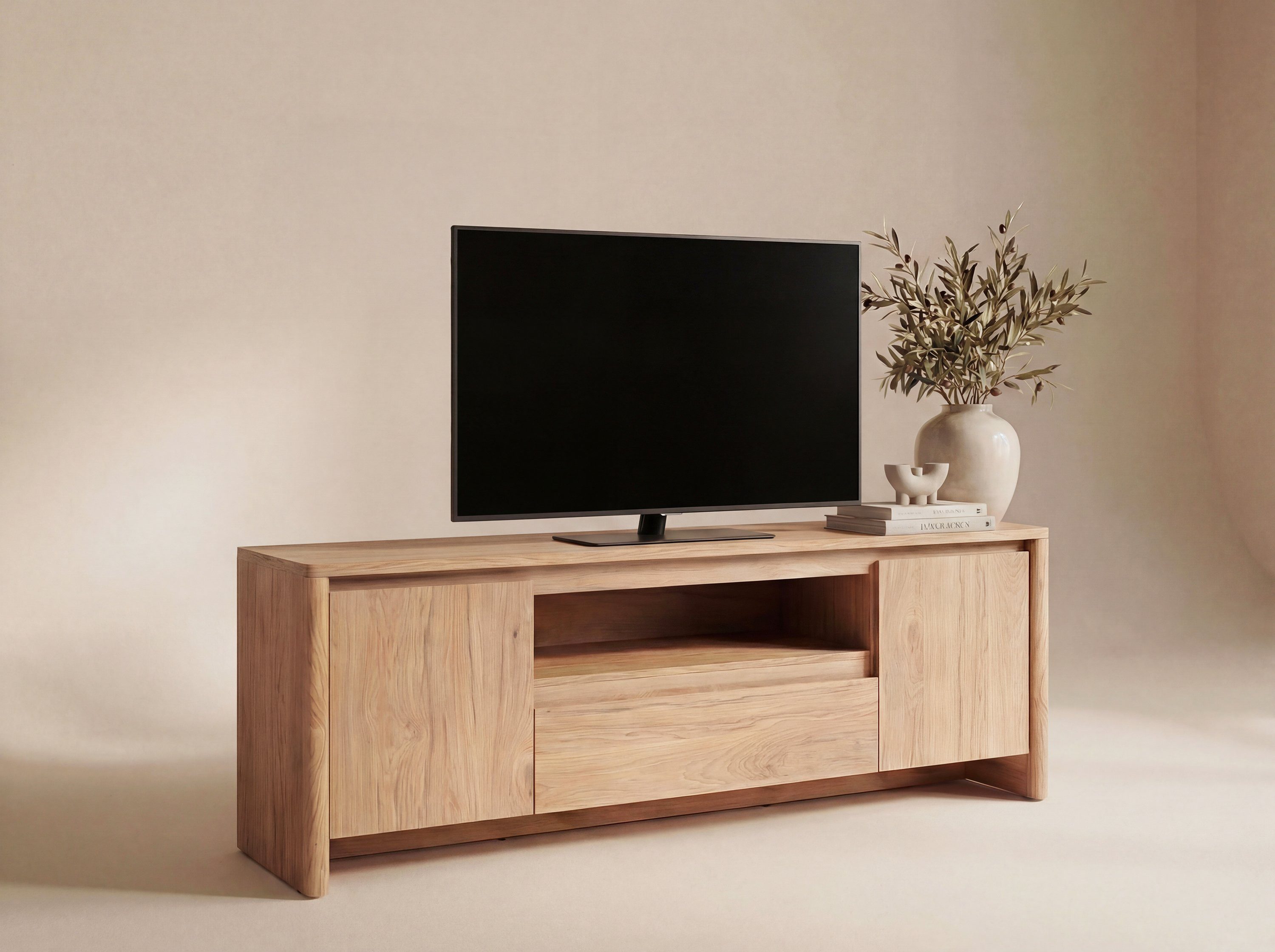 Newroom TV-Board Eiche braun 164 cm, TV Board Lowboard Wildeiche Eiche braun grifflos Push-to-Open moder...
