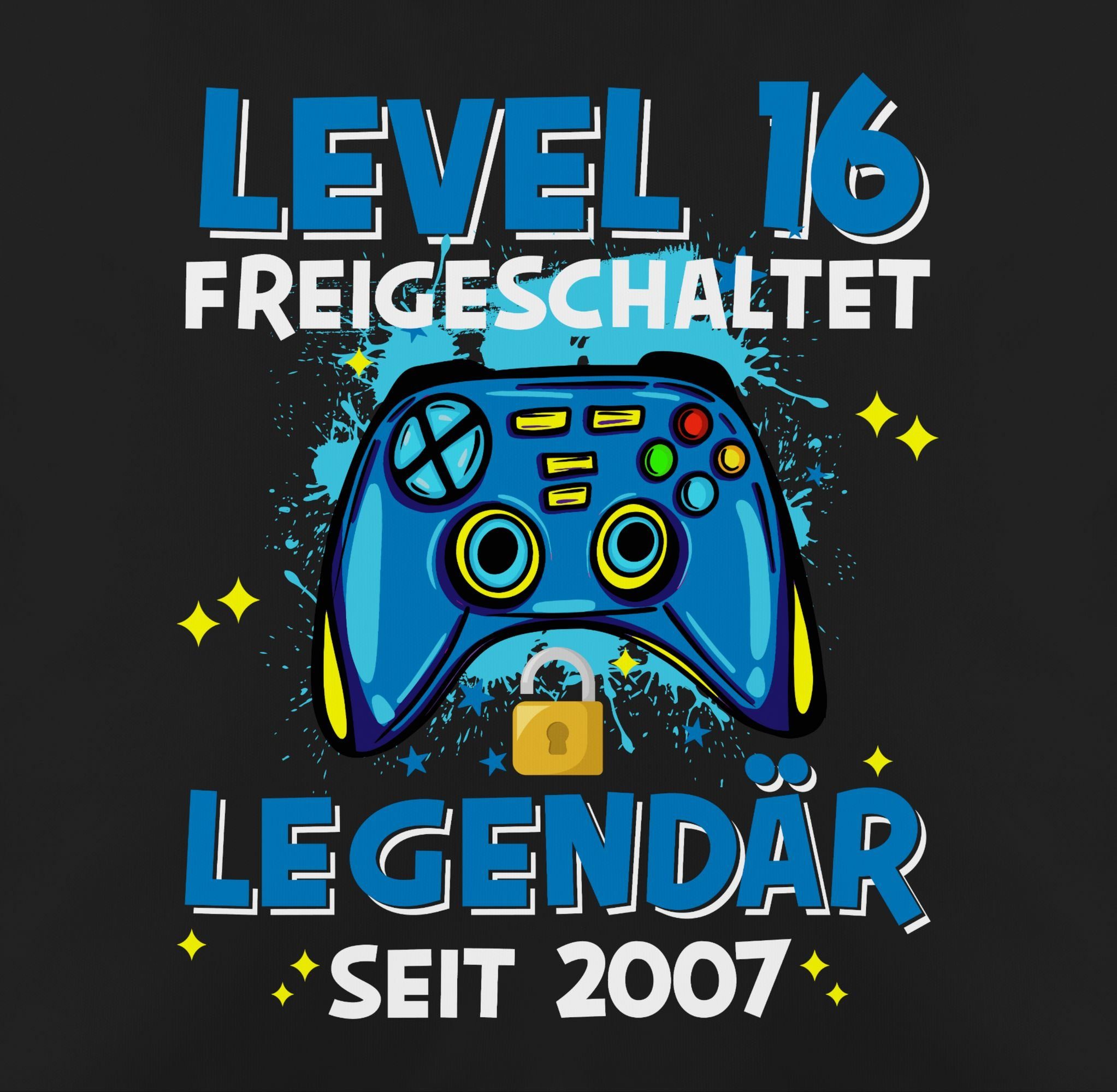 2007, freigeschaltet Schwarz Shirtracer Dekokissen 16. Level Geburtstag Legendär 1 seit 16 Kissen
