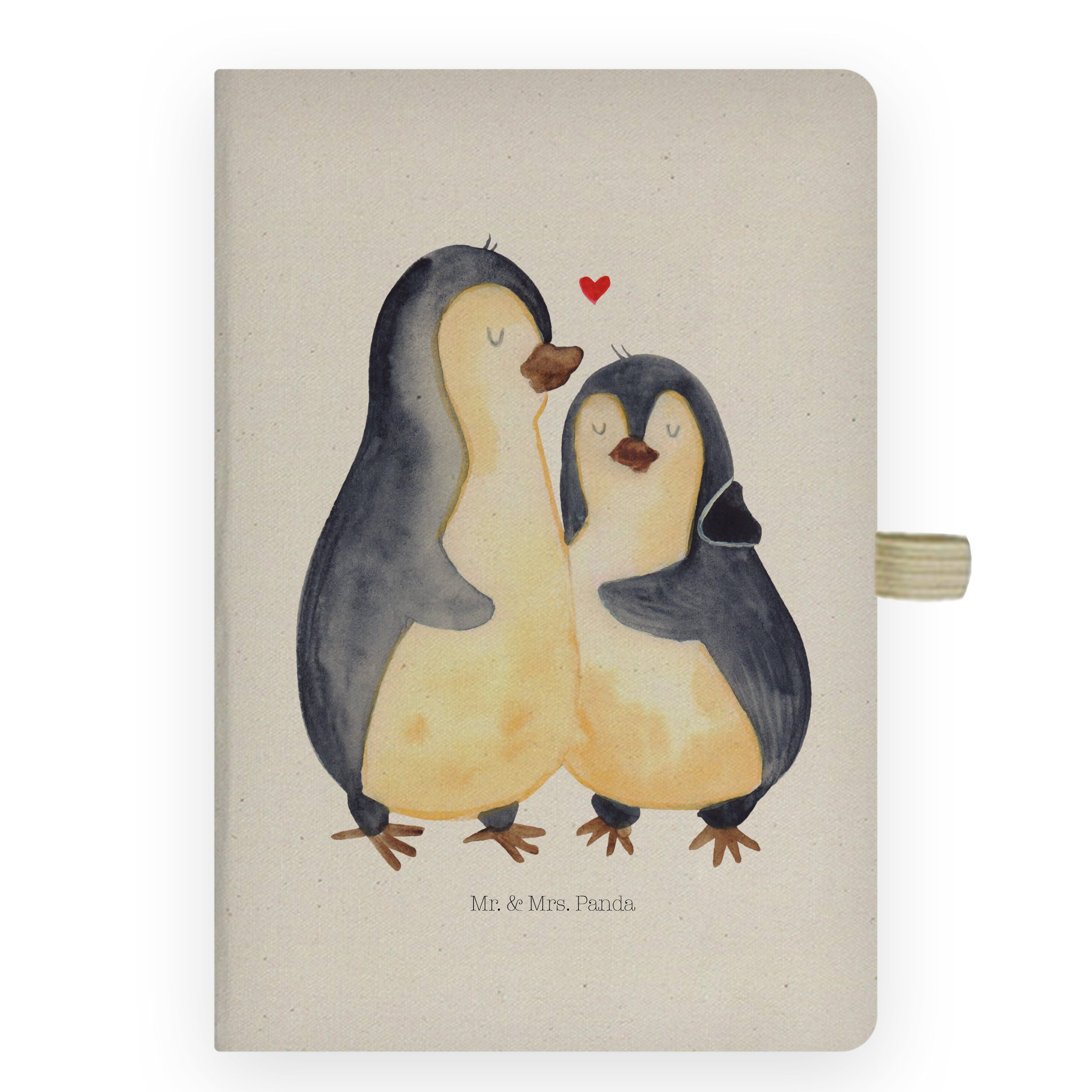 Mr. & Mrs. Panda Notizbuch Pinguin umarmend - Transparent - Geschenk, Eintragebuch, Seevogel, Sc Mr. & Mrs. Panda