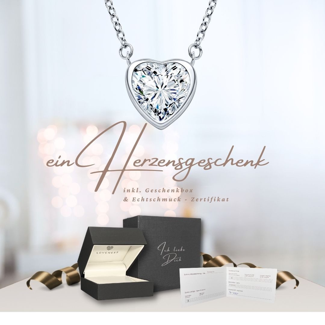 LOVENEST Herzkette Herzkette Silber 925 Halskette *Ich liebe Dich* Herz-Anhänger (Silberkette Anhänger Geschenke für Frauen Weihnachtsgeschenk Freundin, Geschenkset Damenkette Weihnachten Set), Sie Geburtstag Hochzeitstag Liebesbeweis Liebesgeschenk Herz Schmuck
