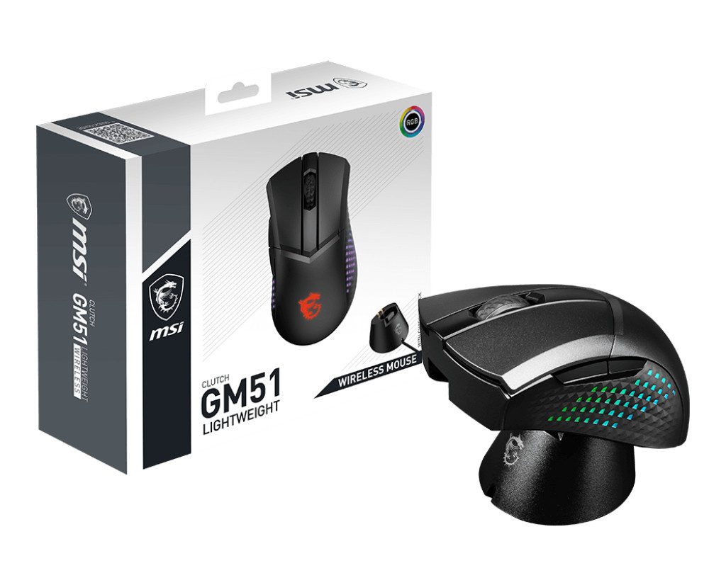 MSI Clutch GM51 Lightweight WIRELESS Gaming Maus, Black Maus