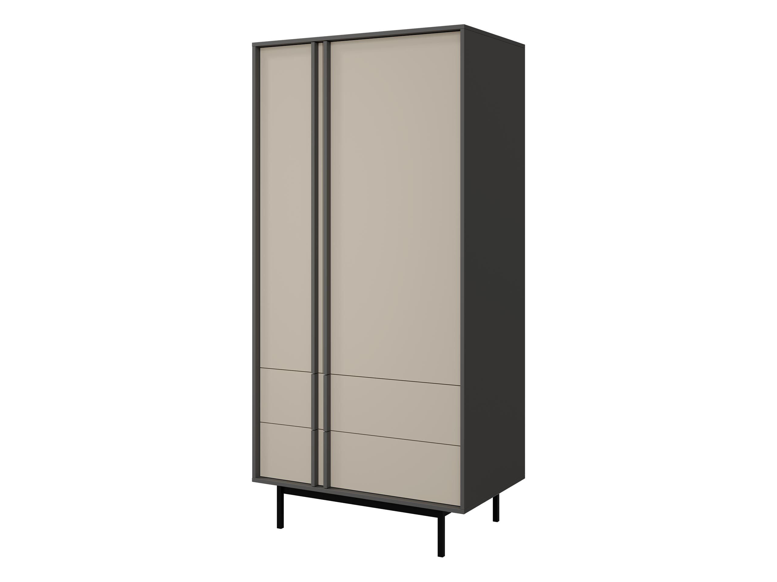 MIRJAN24 Kleiderschrank Alsy 2D2S AL01 (mit zwei Drehtüren und zwei Schubladen) Untergestell aus Metall, Kleiderstange
