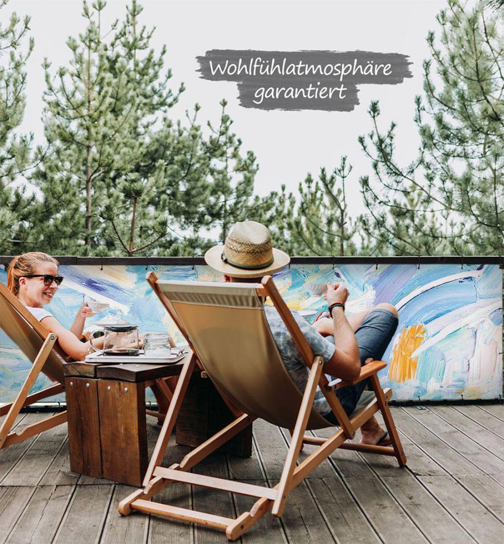 Thumbnail - MyMaxxi Sichtschutzelement Balkonbanner Blaue Malerei Balkon Sichtschutz Garten, (Bambus grün)