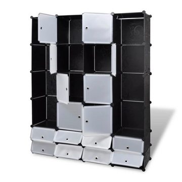 furnicato Kleiderschrank Modularer Schrank mit 18 Fächern schwarz/weiß 37x146x180,5cm