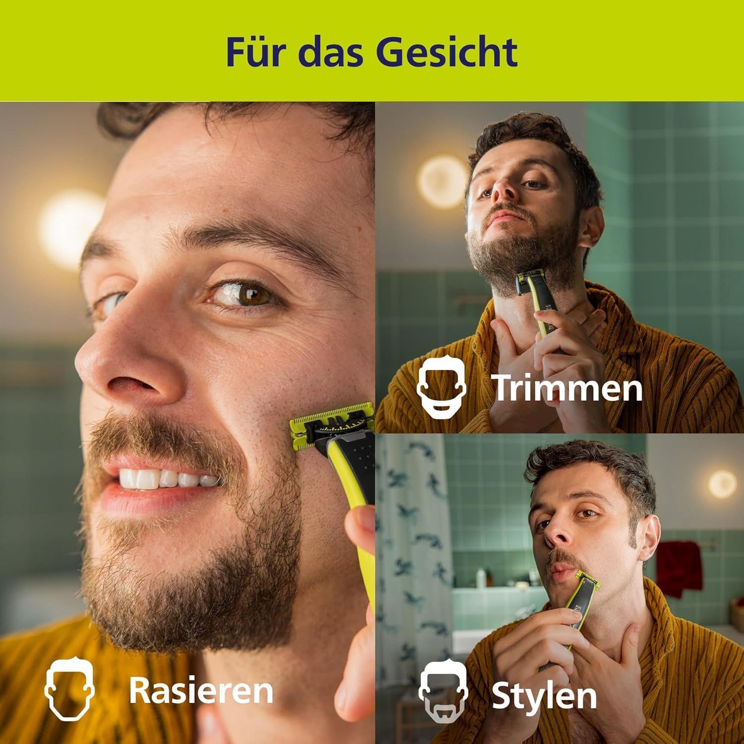 Philips Elektrorasierer Philips OneBlade 360 Face Elektrischer Bartstyler &Trimmer QP2734/30
