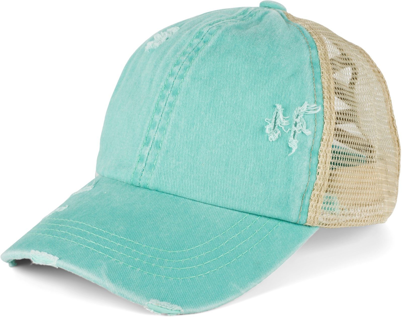 styleBREAKER Baseball Cap Ponytail Baseball Cap Used Look mit Mesh Einsatz (1-St)