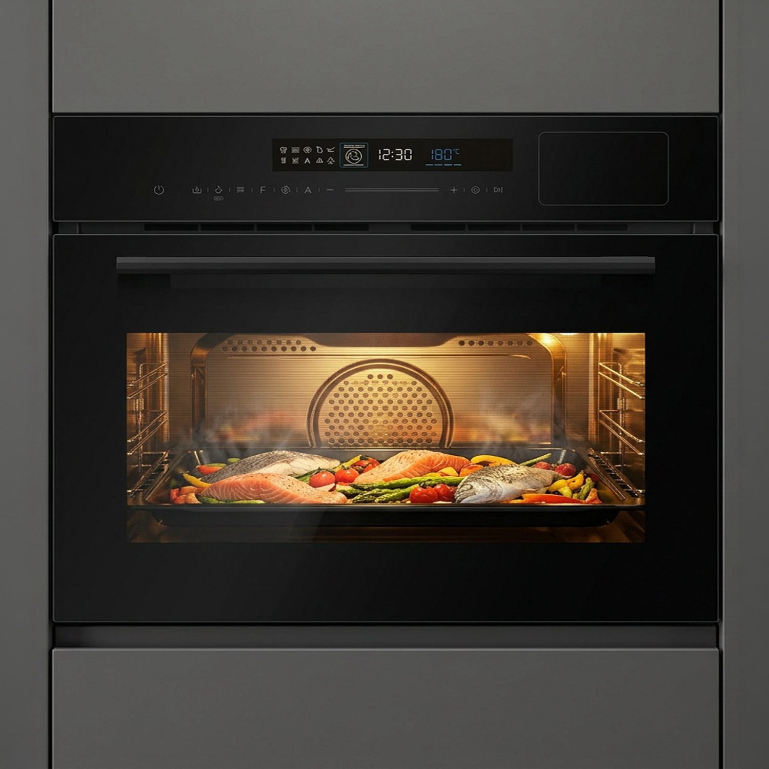 KKT KOLBE Einbau-Mikrowelle EBMS4503S2, Grill, Grill und Heißluft, Heißluft, Dampfgarfunktion, 50 l, 50 l Backofen / 800 Watt Mikrowelle / 60cm / Autark / Heißluft / Grill