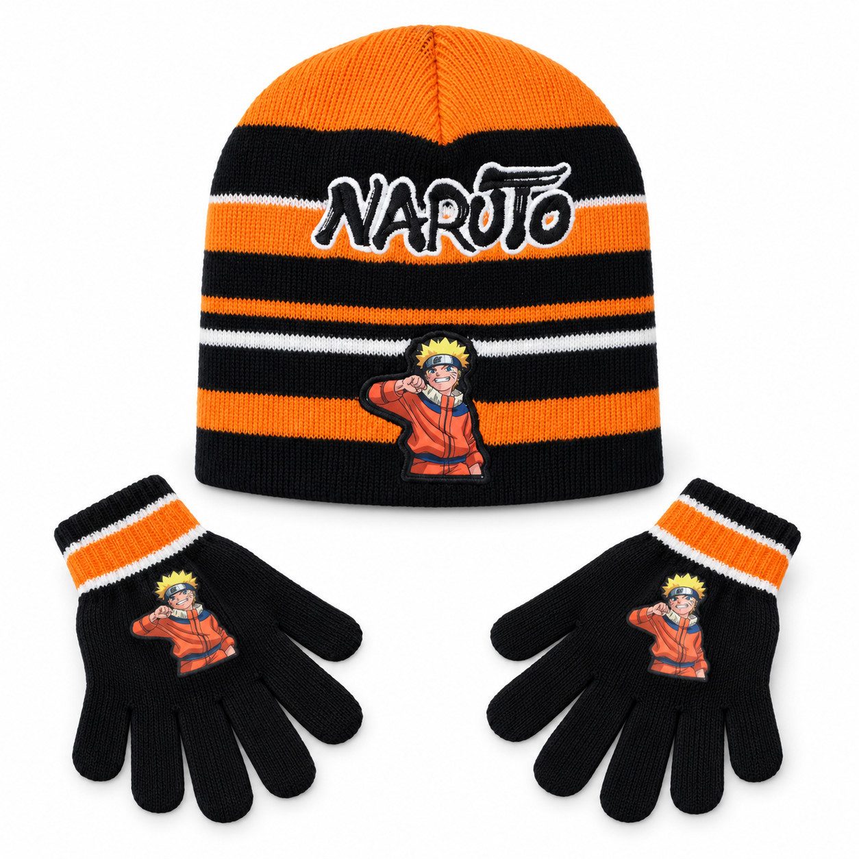 Naruto Fleecemütze Anime Naruto Shippuden Jungen Wintermütze Mütze plus Handschuhe Gr. 54/56