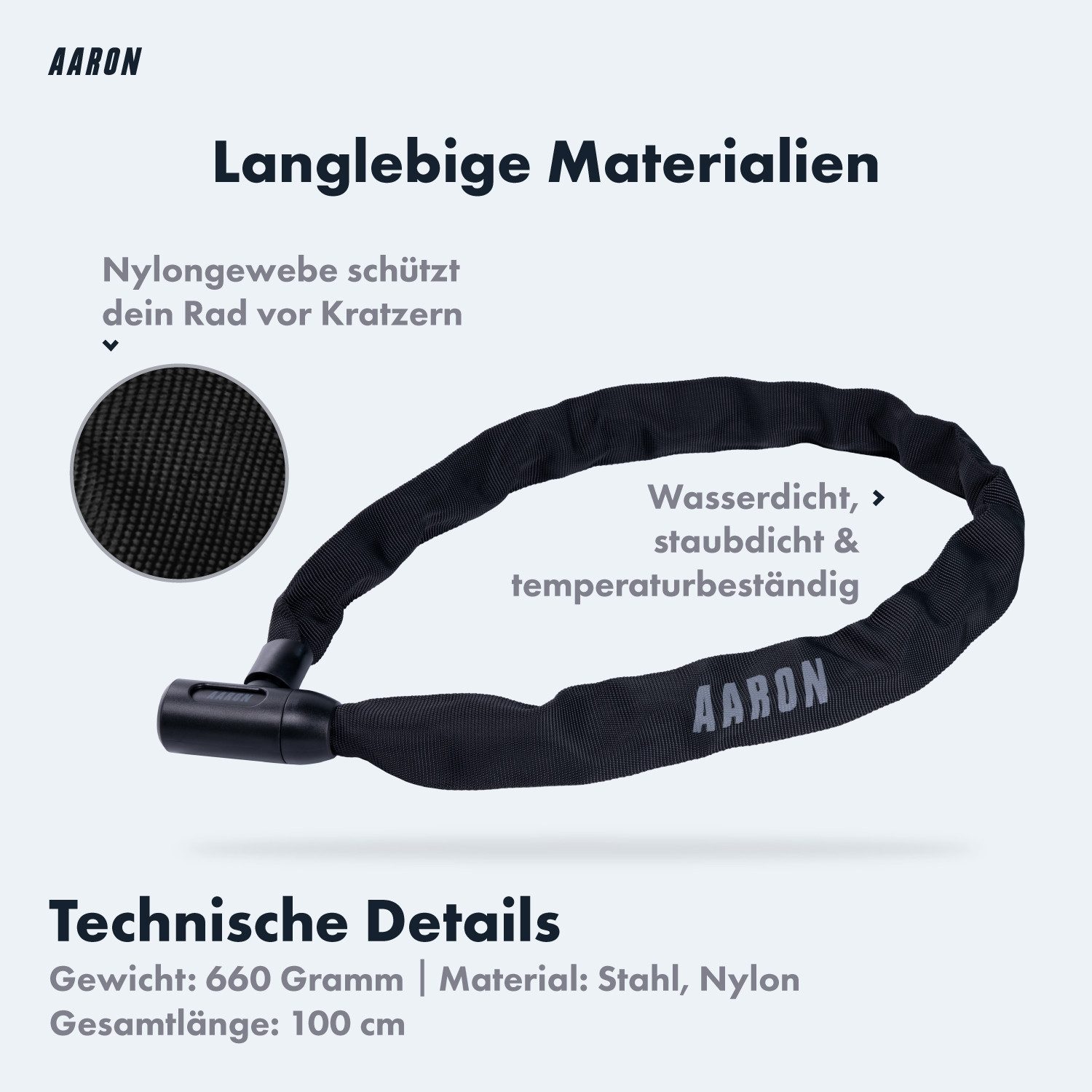 AARON Kettenschloss Lock One Key Fahrradschloss mit Schlüssel Sicherheit Stadtrad Bike