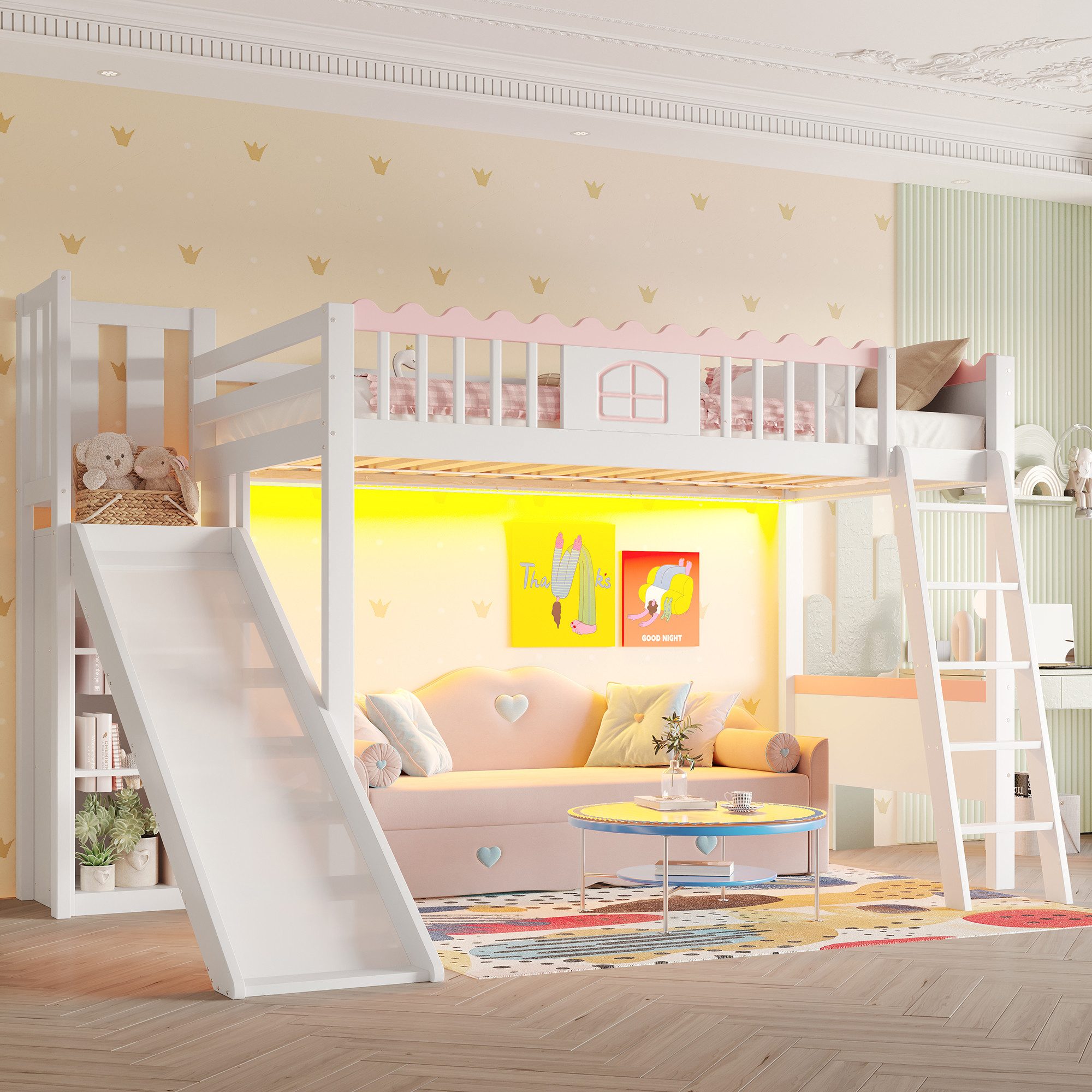 Flieks Hochbett Kinderbett Einzelbett 90x200cm mit günstig online kaufen