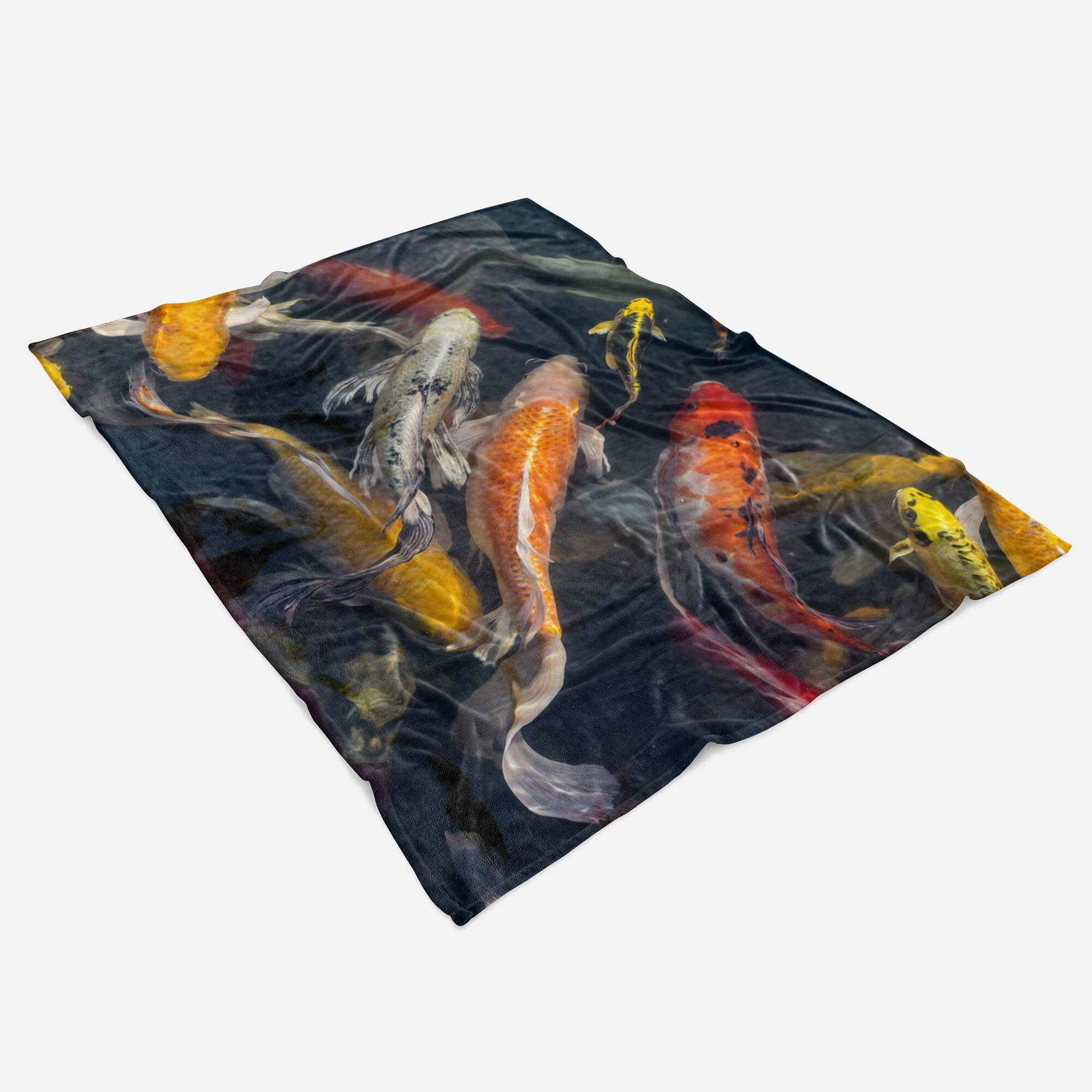 Sinus Art Handtücher Handtuch Strandhandtuch Handtuch mit B, Koi Kuscheldecke (1-St), Tiermotiv Saunatuch Baumwolle-Polyester-Mix Zuchtkarpfen