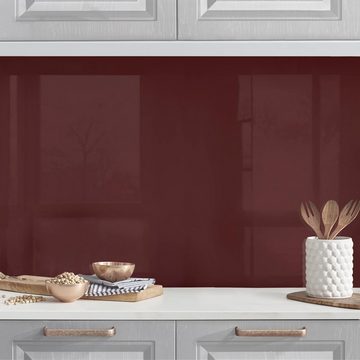 Bilderdepot24 Küchenrückwand rot dekor einfarbig Wandpaneel Burgund Wandverkleidung Küche, (1-tlg., Nischenrückwand - für Fliesenspiegel ohne Bohren - matt), Spritzschutz Rückwand Küche Herd - Folie selbstklebend versch. Größen