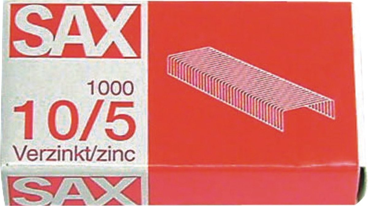 SAX Heftklammer Heftklammern 10/5 verzinkt VE=1000 Stück.