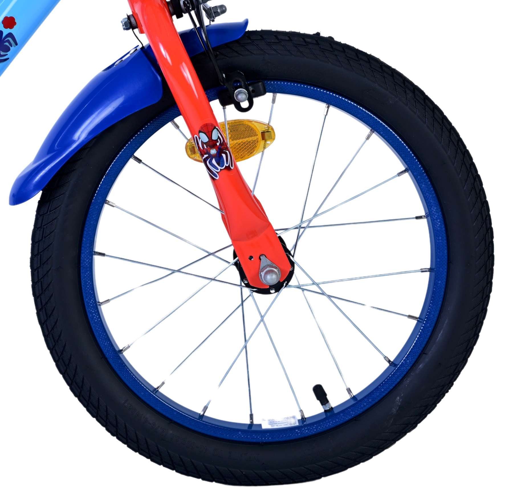 Volare Kinderfahrrad Volare Spidey Kinderfahrrad für Jungen - 16 Zoll in Blau – 2 Bremsen, Geschlossener Kettenschutz, abnehmbare Stützräder