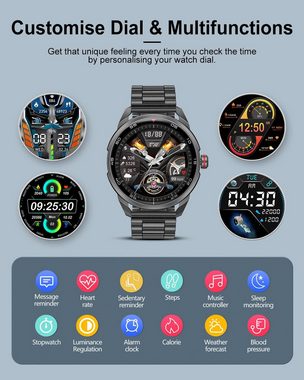 Lige Herren's Anruf Nachricht Benachrichtigung 330mAh Batterien Smartwatch (3,35 cm/1,32 Zoll, Android/iOS), Mit Herzfrequenz Schlaf Gesundheit Monitor Multisport-Activity Tracker