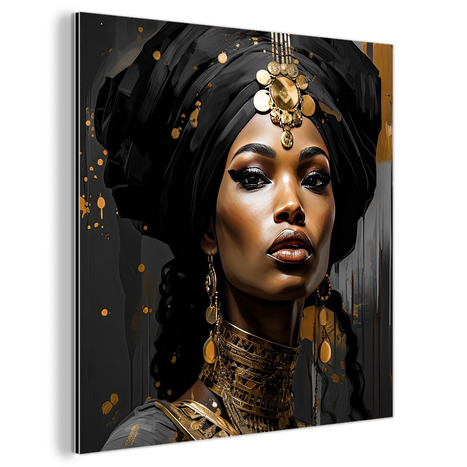 MuchoWow Metallbild Frau - Gold - günstig online kaufen