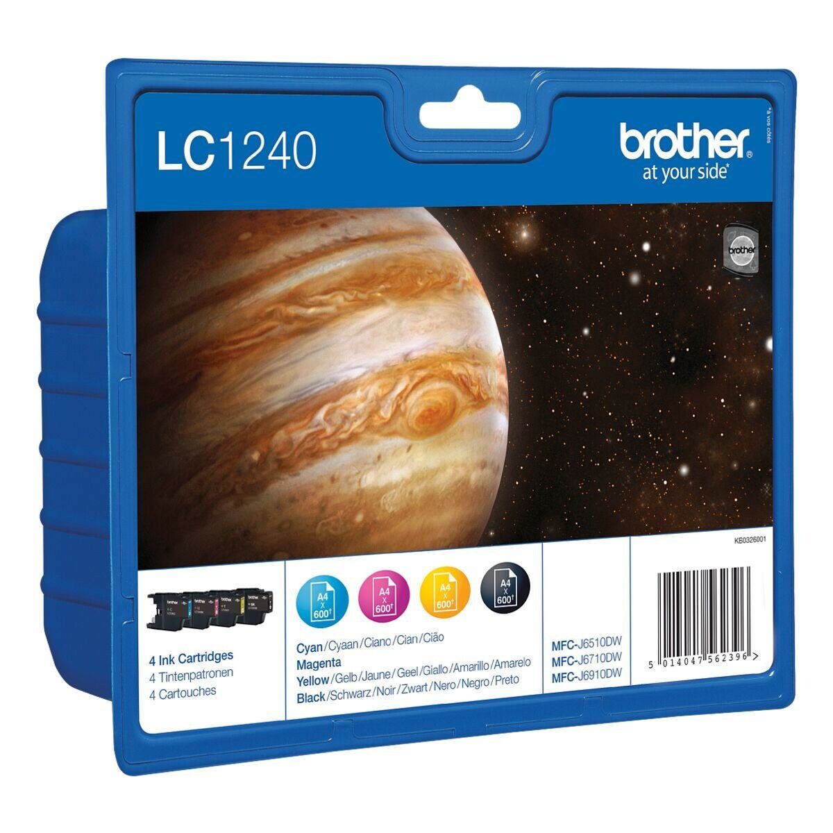 Brother LC-1240 Tintenpatrone (Set, 4-tlg., Original Druckerpatronen, schwarz, cyan, magenta, gelb)