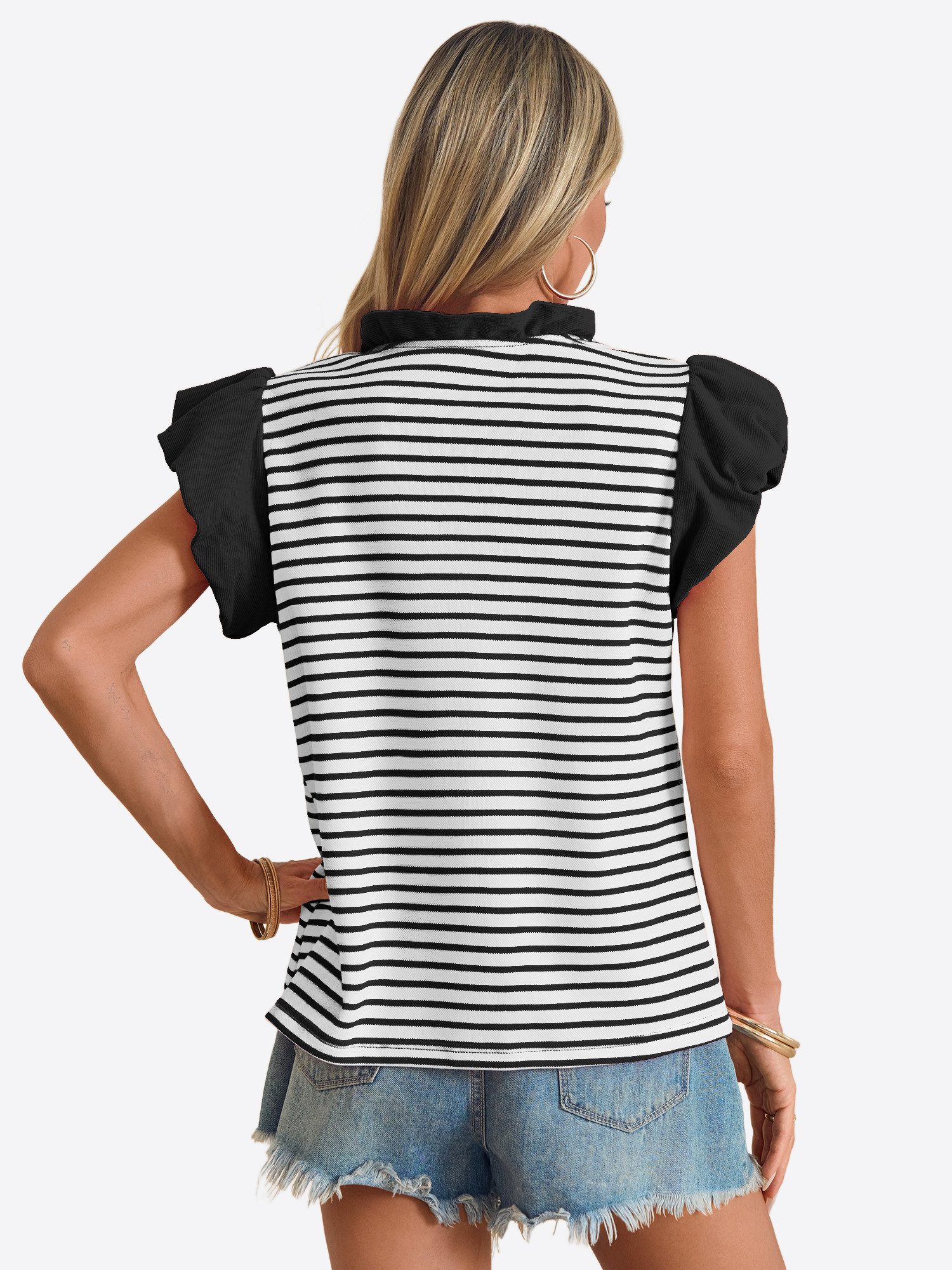 Imily Bela Blusentop Damen Rüschenbluse mit Streifen (Packung, 1-tlg., 1per günstig online kaufen