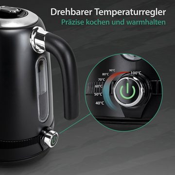 Impolio Wasserkocher Retro, 2200,00 W, Edelstahl, Temperatureinstellung, TÜV Rheinland GS Zertifiziert