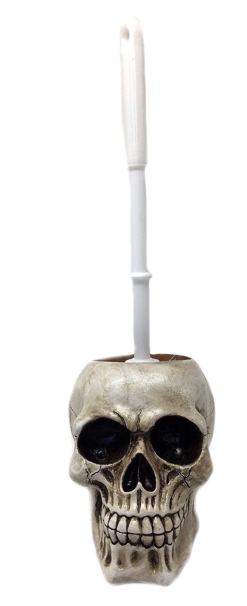 MystiCalls Dekofigur Totenkopf mit Toilettenbürste - Gothic Dekoration Bad Klobürste (2 St), Mit herausnehmbarer Toilettenbürste