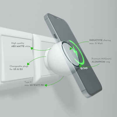 Globaltronics MAG 100 Schnelllade-Gerät (Nur (sicher) zu verwenden mit (passender) MagSafe Hülle)