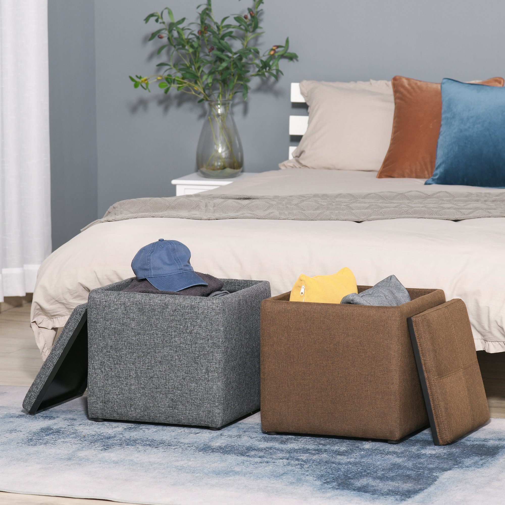 HOMCOM Polsterhocker Sitzhocker mit Stauraum