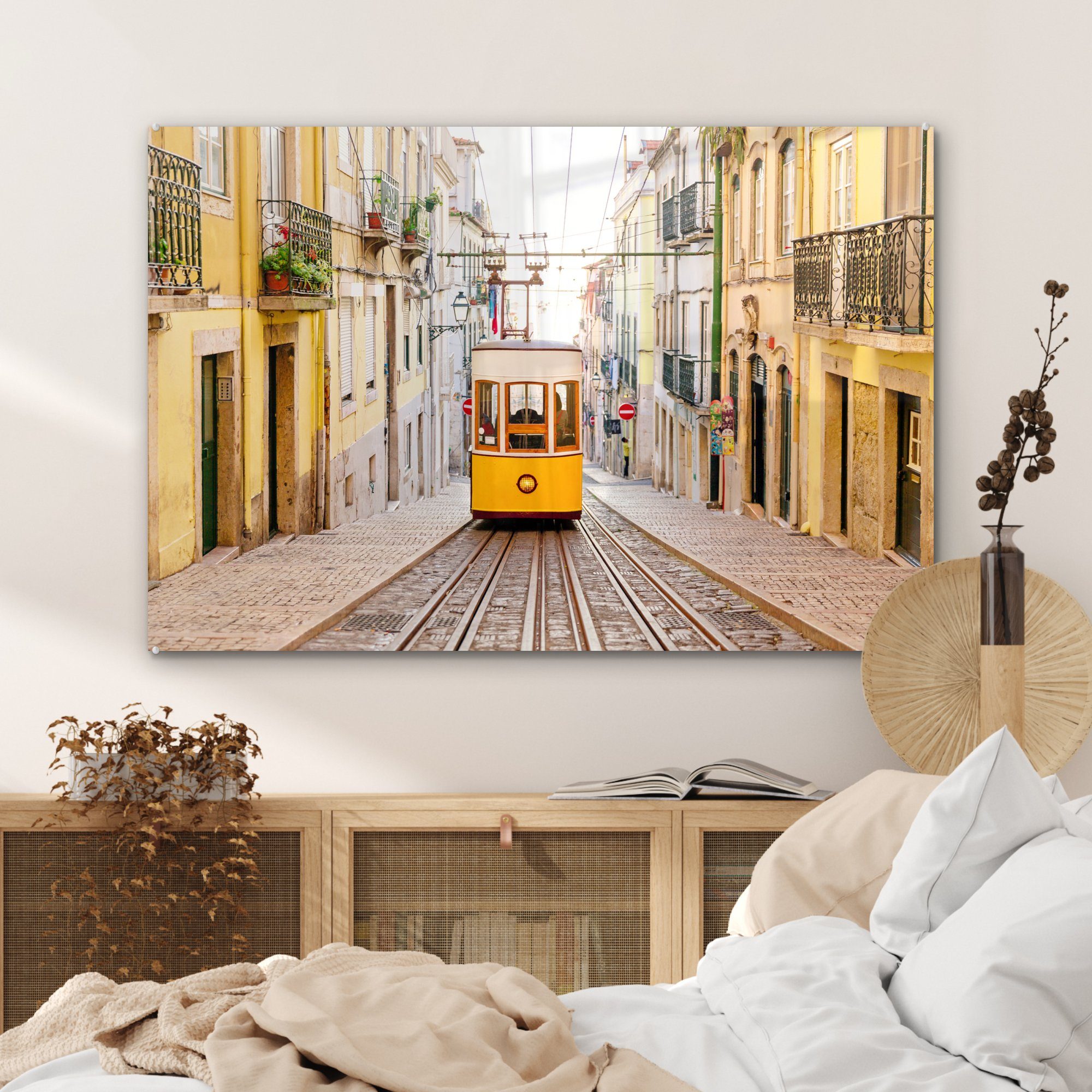 & Schlafzimmer Wohnzimmer der Straßenbahn Mit St), Portugal, (1 MuchoWow Acrylglasbilder durch Acrylglasbild