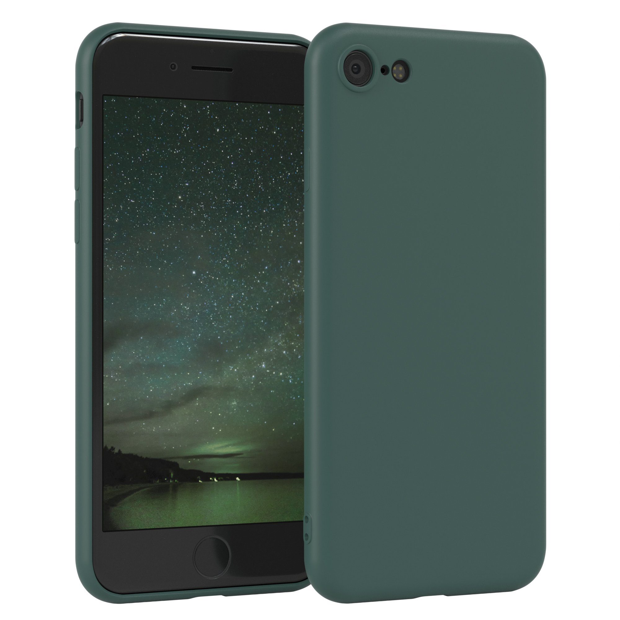 EAZY CASE Handyhülle TPU Hülle für Apple iPhone SE 2022/2020 iPhone 8/7 4,7 Zoll, Silikon Schutzhülle mit Kameraschutz kratzfest bumper Grün / Nachtgrün