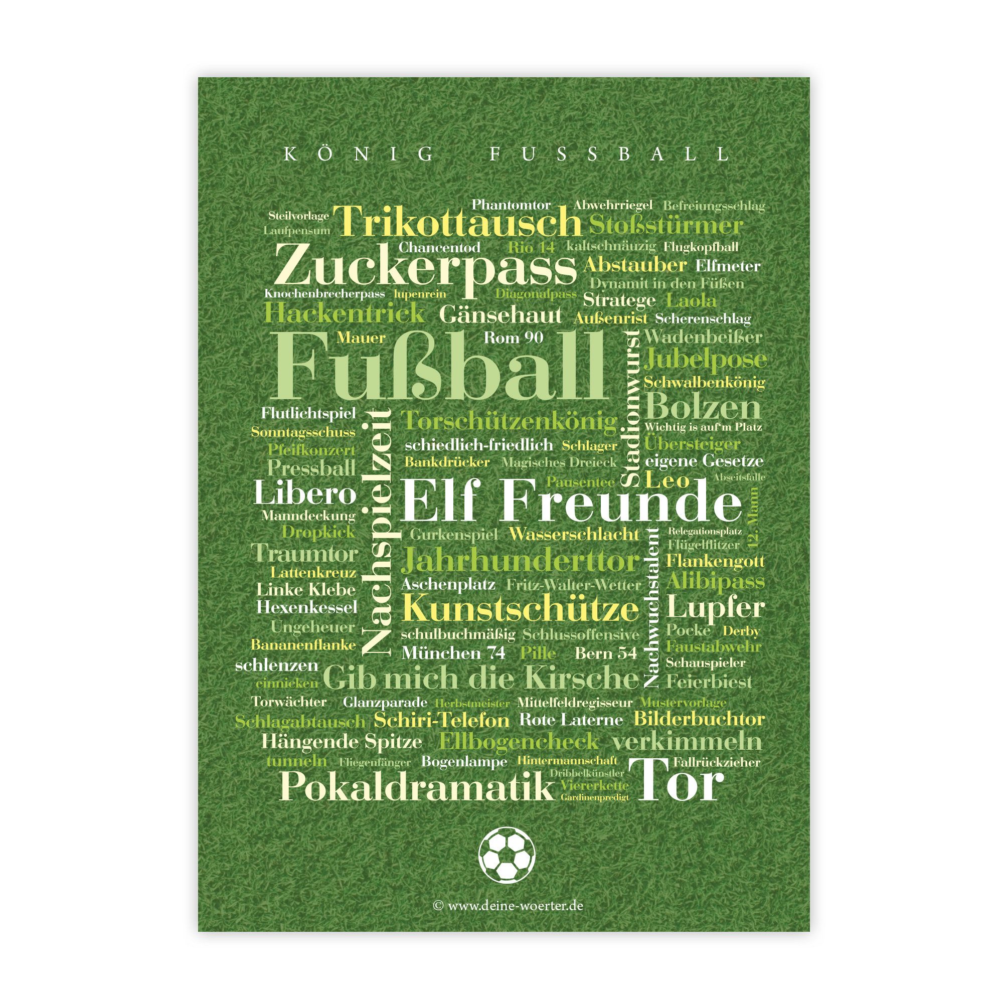 Deine Wörter Grußkarten Fußball Wörter Postkartenset, 5 Karten, DIN A6, Geschenk