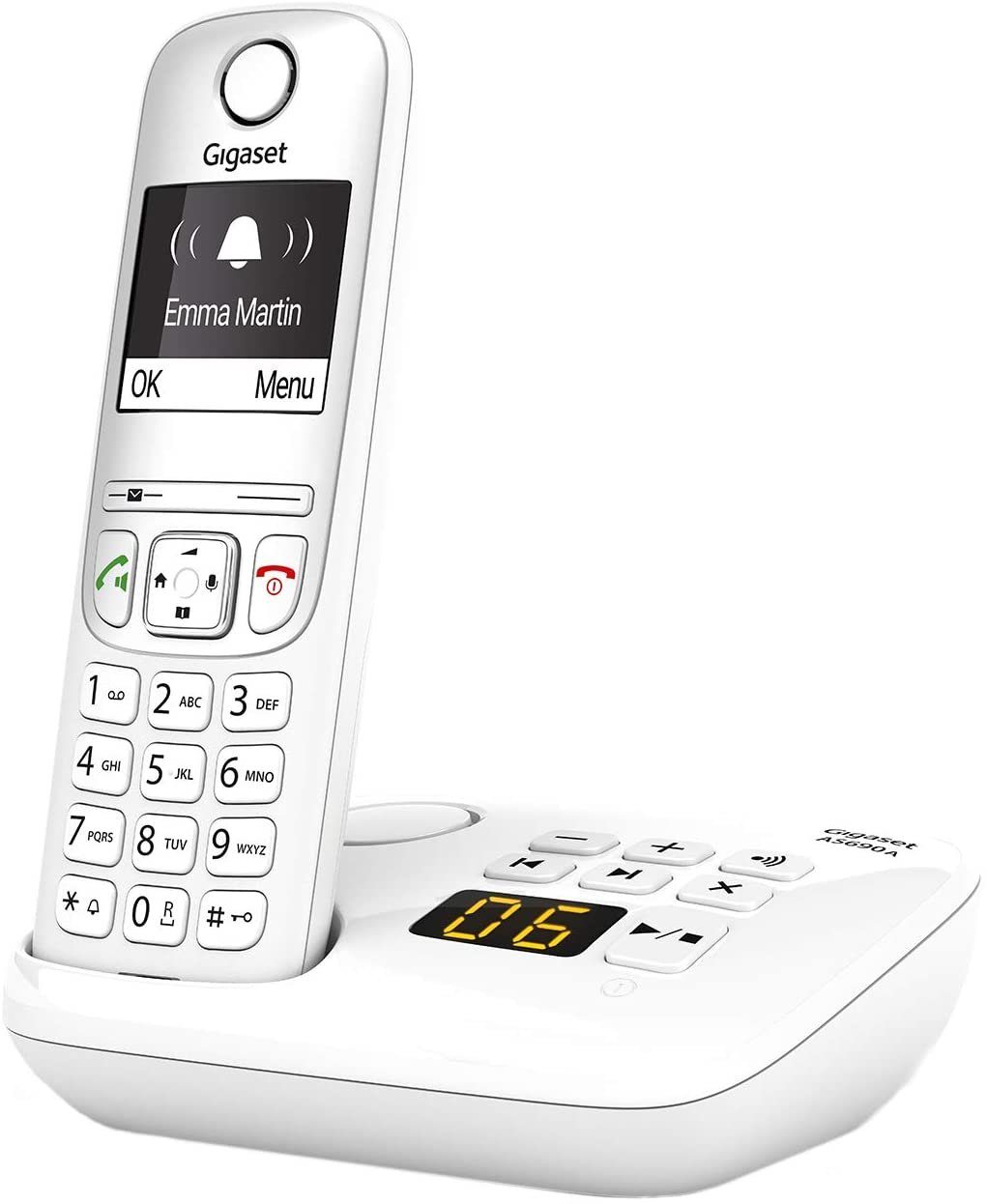 Gigaset Gigaset AS690A, Schnurloses Telefon mit Anrufbeantworter Schnurloses DECT-Telefon (Mobilteile: 1, Freisprechen & Anrufschutz & kontrastreiches Display) | DECT-Telefone