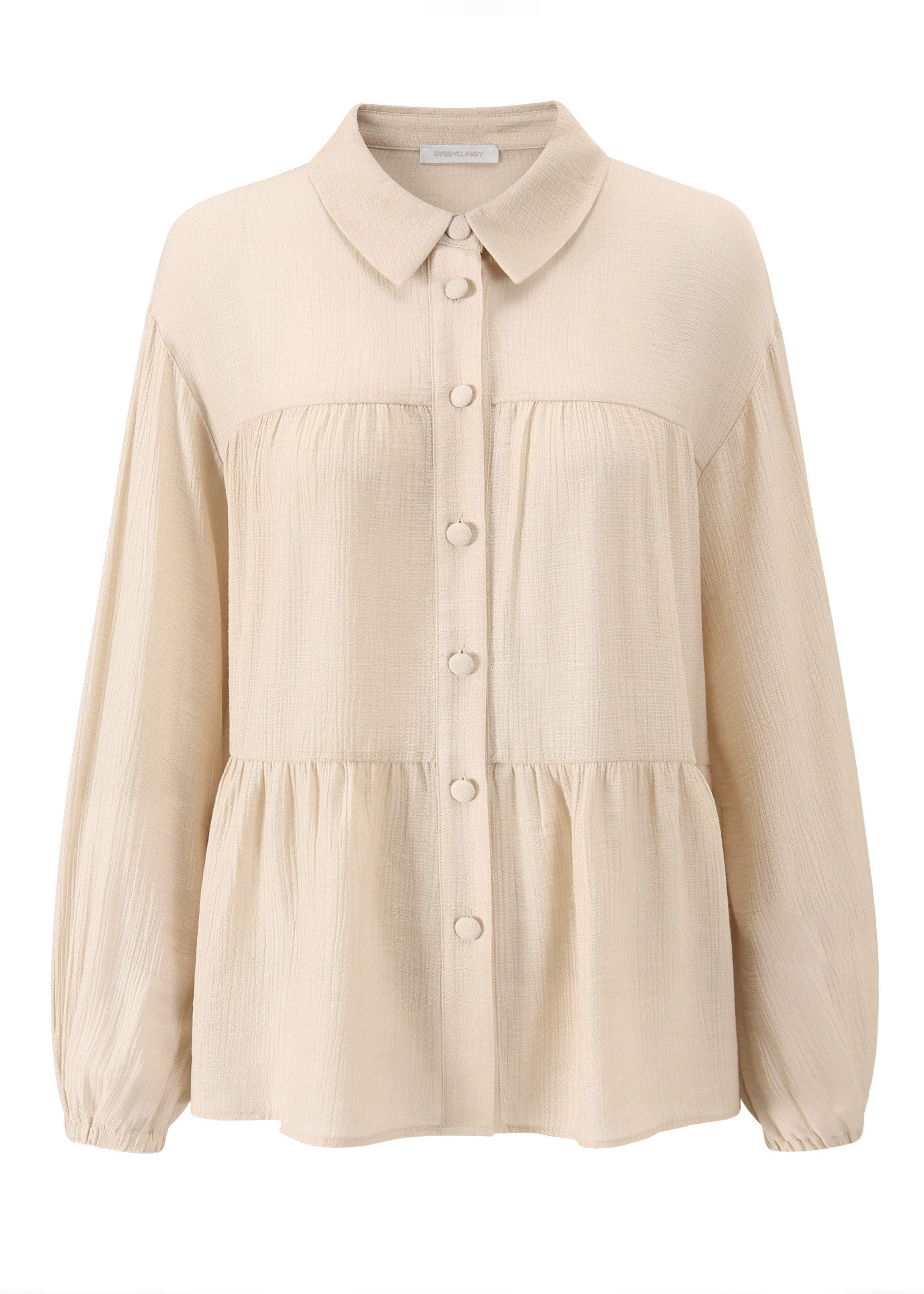 SASSYCLASSY Langarmbluse Oversize Bluse Damen aus Viskosemix mit Volants La günstig online kaufen