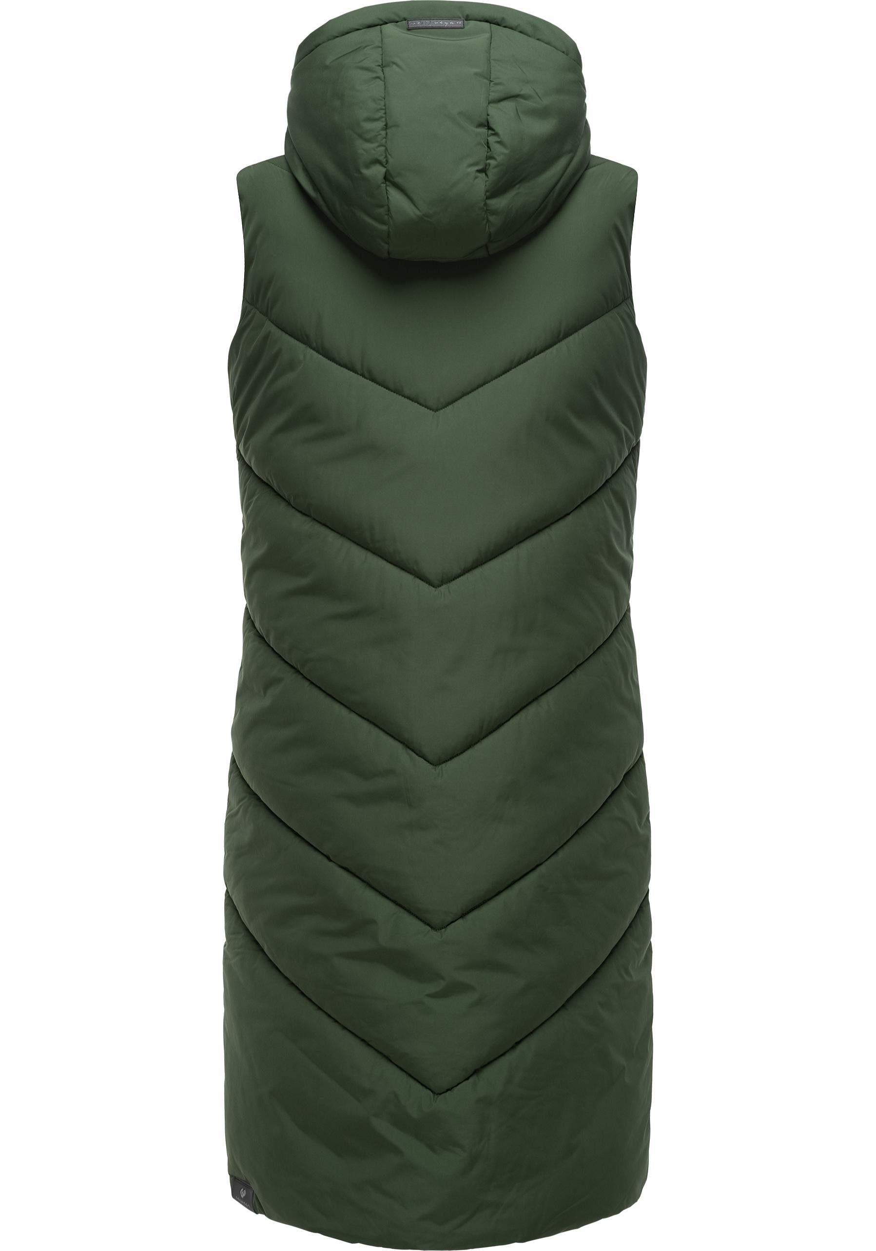 Ragwear Steppweste Suminka Vest Wasserdichte, lange Damen Winterweste