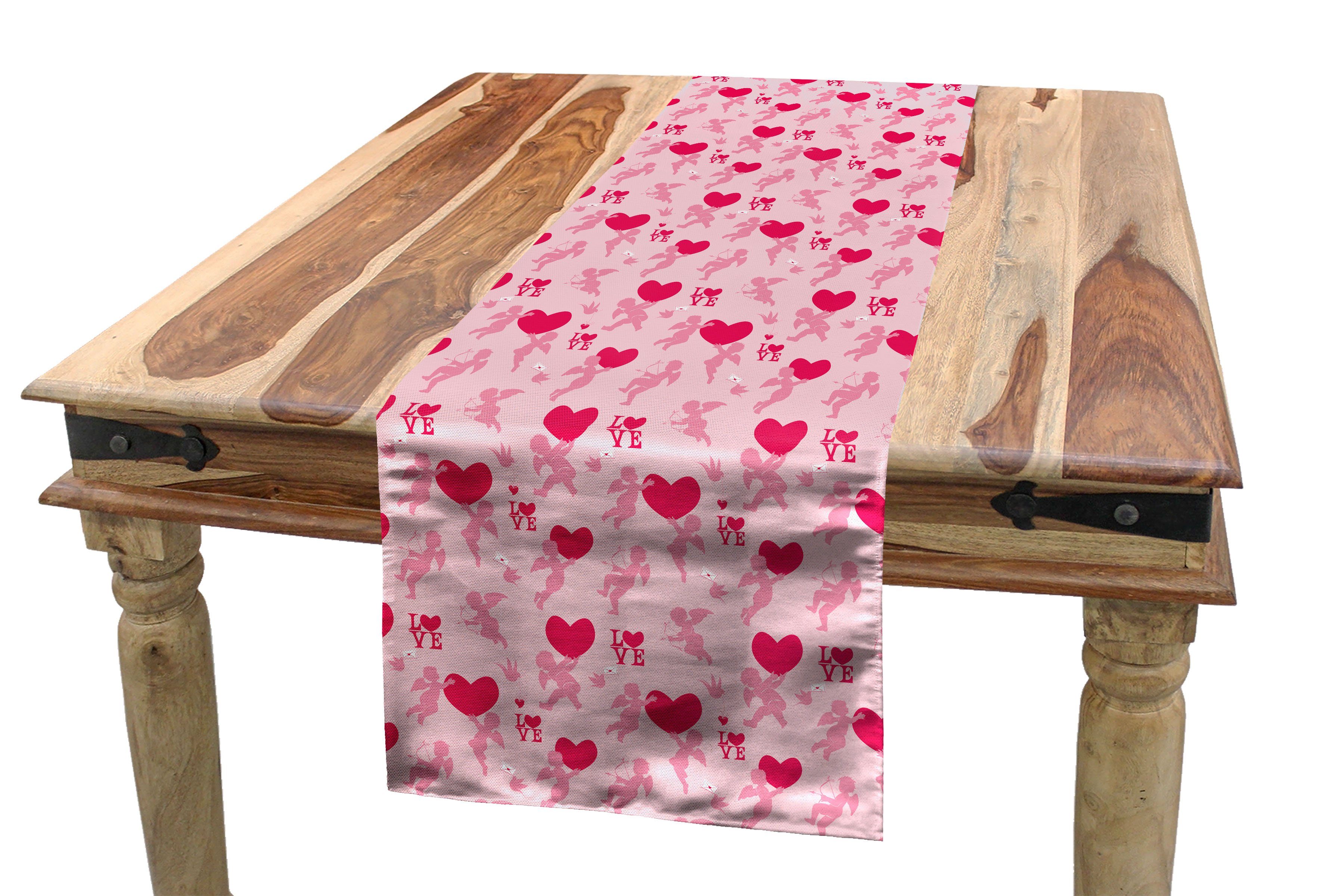Abakuhaus Tischläufer Esszimmer Küche Rechteckiger Dekorativer Tischläufer, Liebe Silhouetten von Angel Heart
