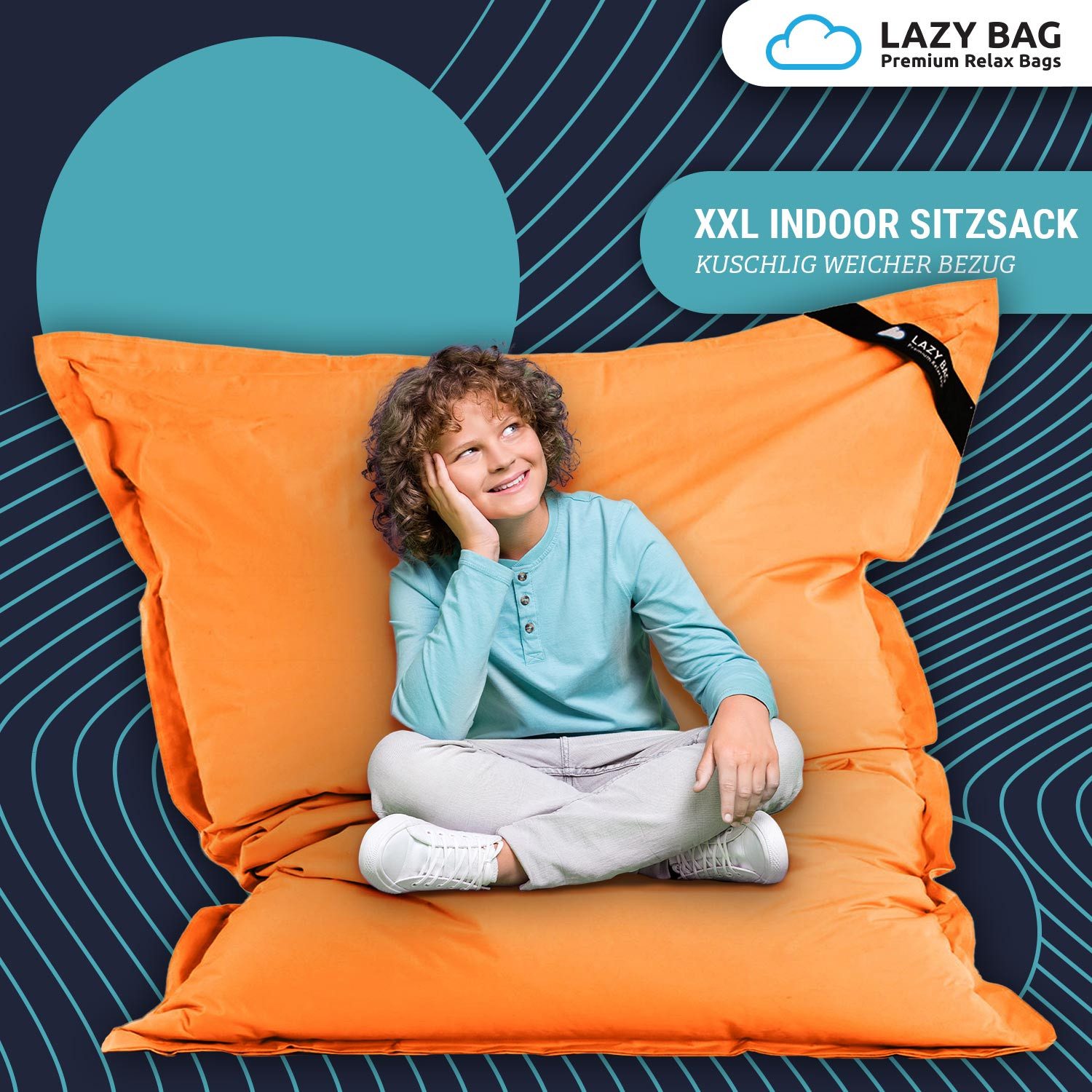 LazyBag Sitzsack Sitzsack XL 250 Liter Indoor Outdoor – Wasserfester Riesensitzsack (XL 250 Liter, Riesensitzsack), Junior-Sitzkissen Sessel