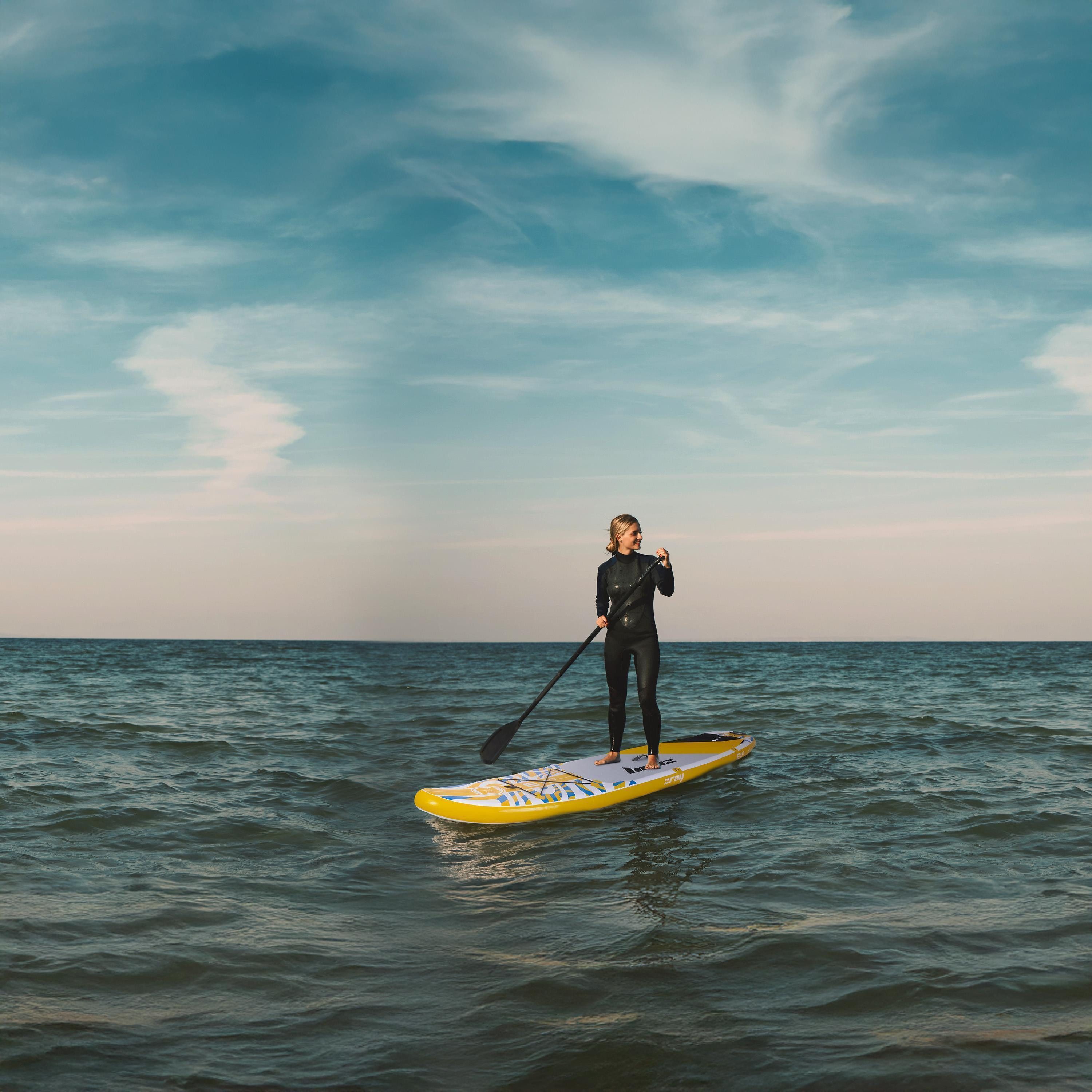 zray Inflatable SUP-Board SUP E11 Stand up Paddle Board Komplettset 335x81x13 cm gelb, All Around Classic, (Starkes Allround-SUP für Familien und Fortgeschrittene, 6 tlg., Stand Up Paddling Board Komplettset), für alle Gewässer geeignet